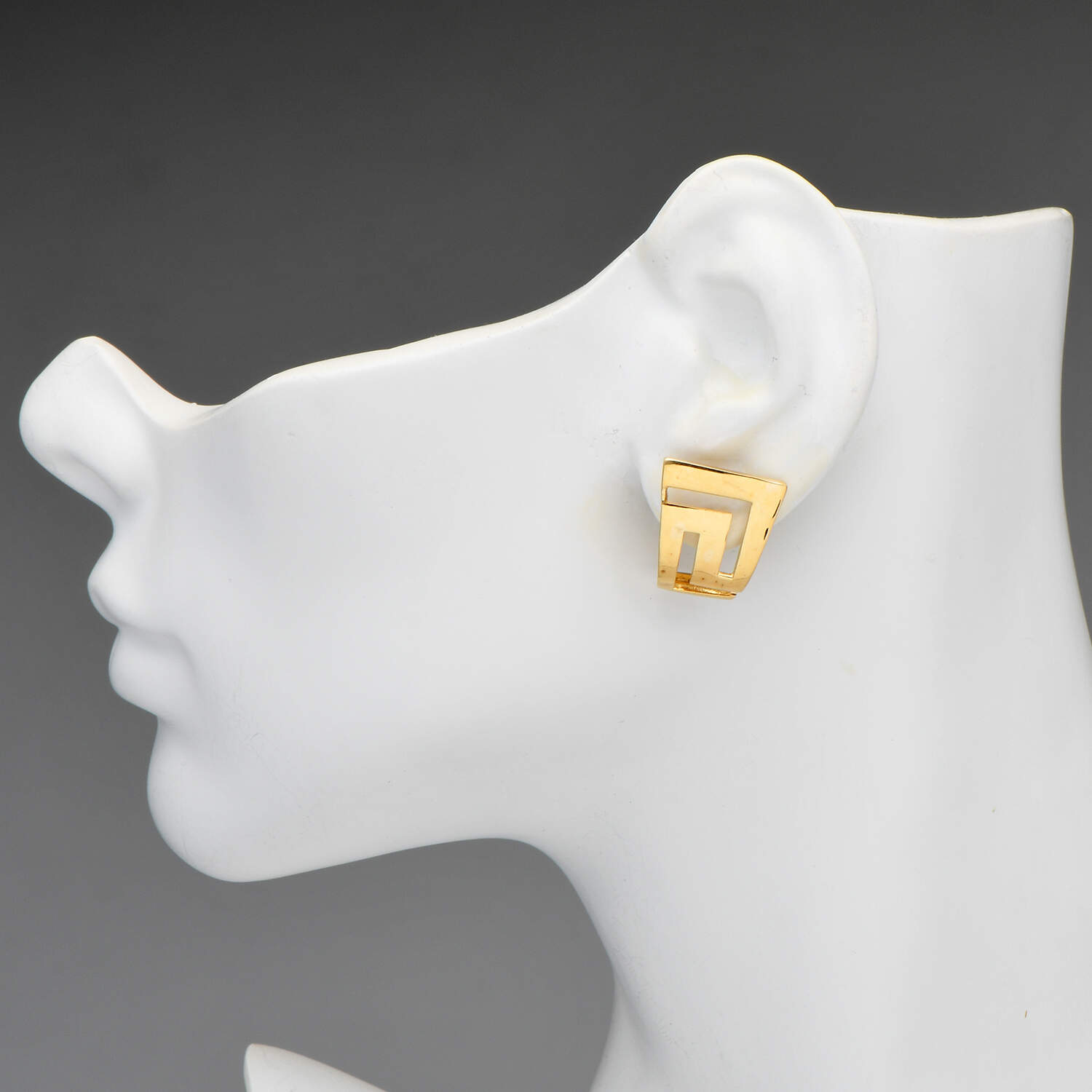 14KY Geometric Button Earrings-3
