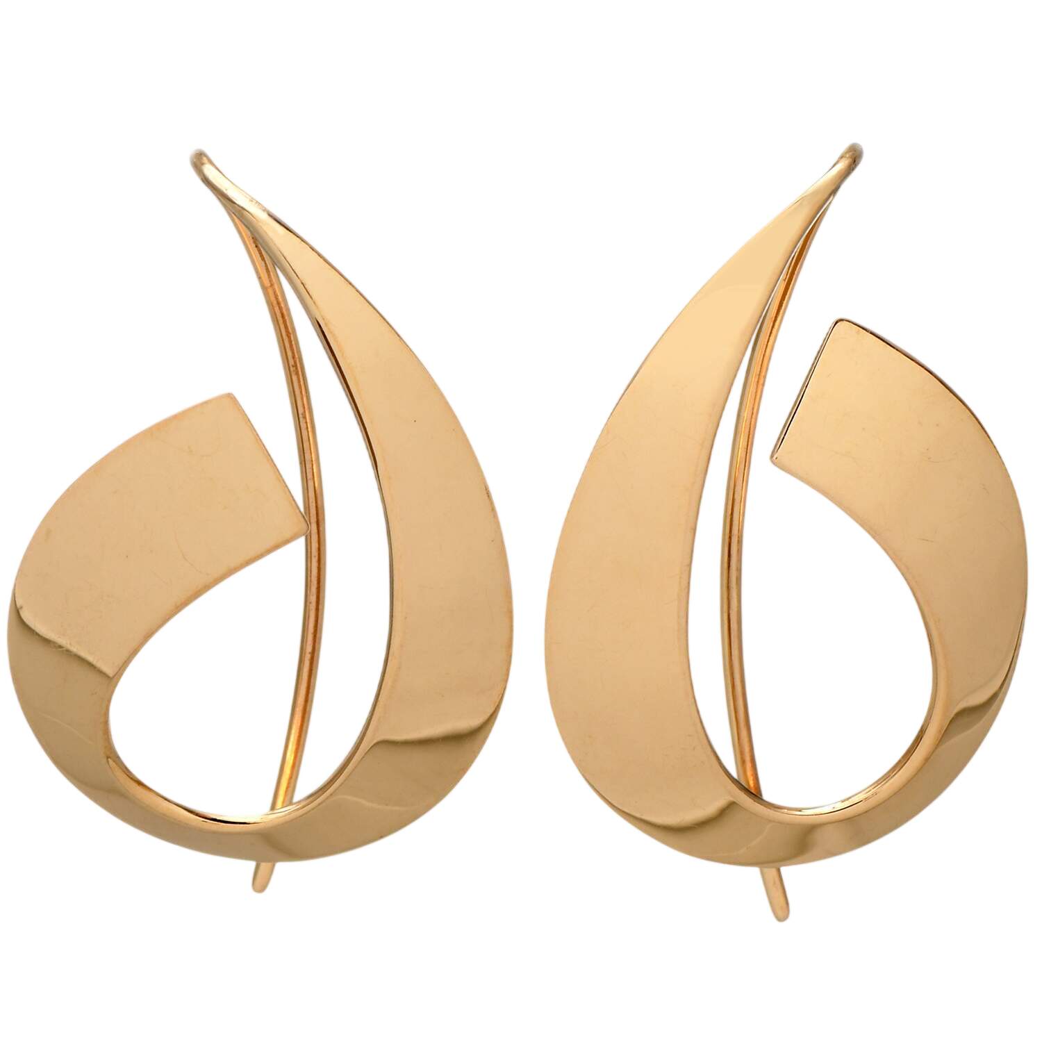 14KY Open "U" High Polish Drop Earrings-2