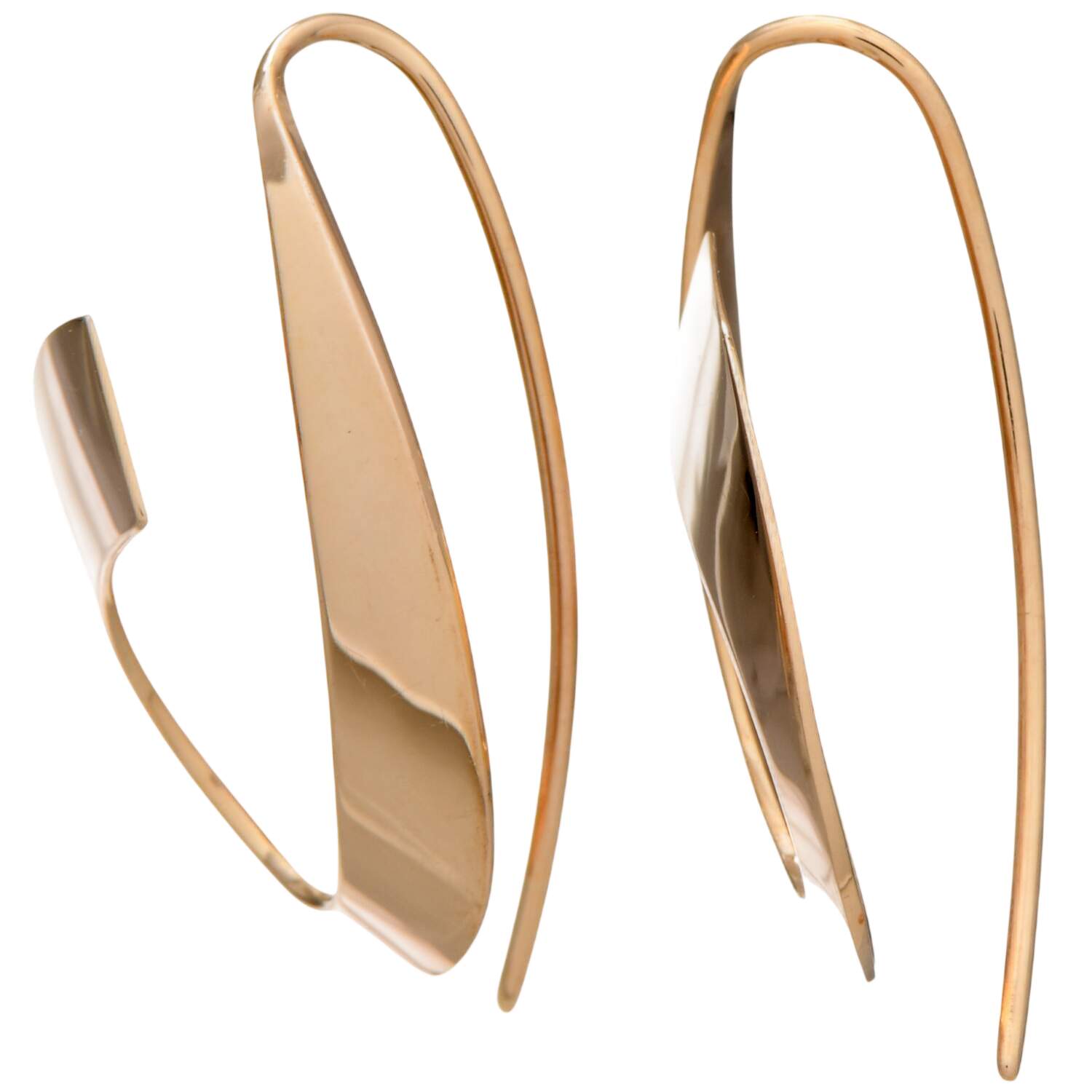 14KY Open "U" High Polish Drop Earrings-1