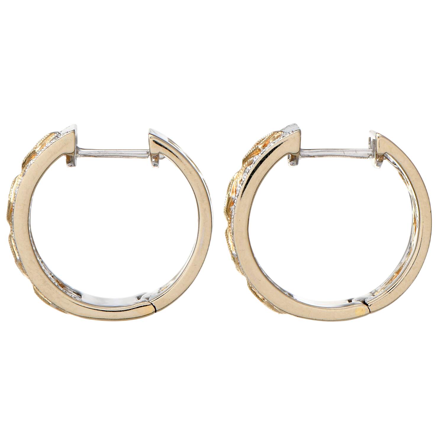 14KWY Reversible Diamond(1.08) Hoop Earrings-2