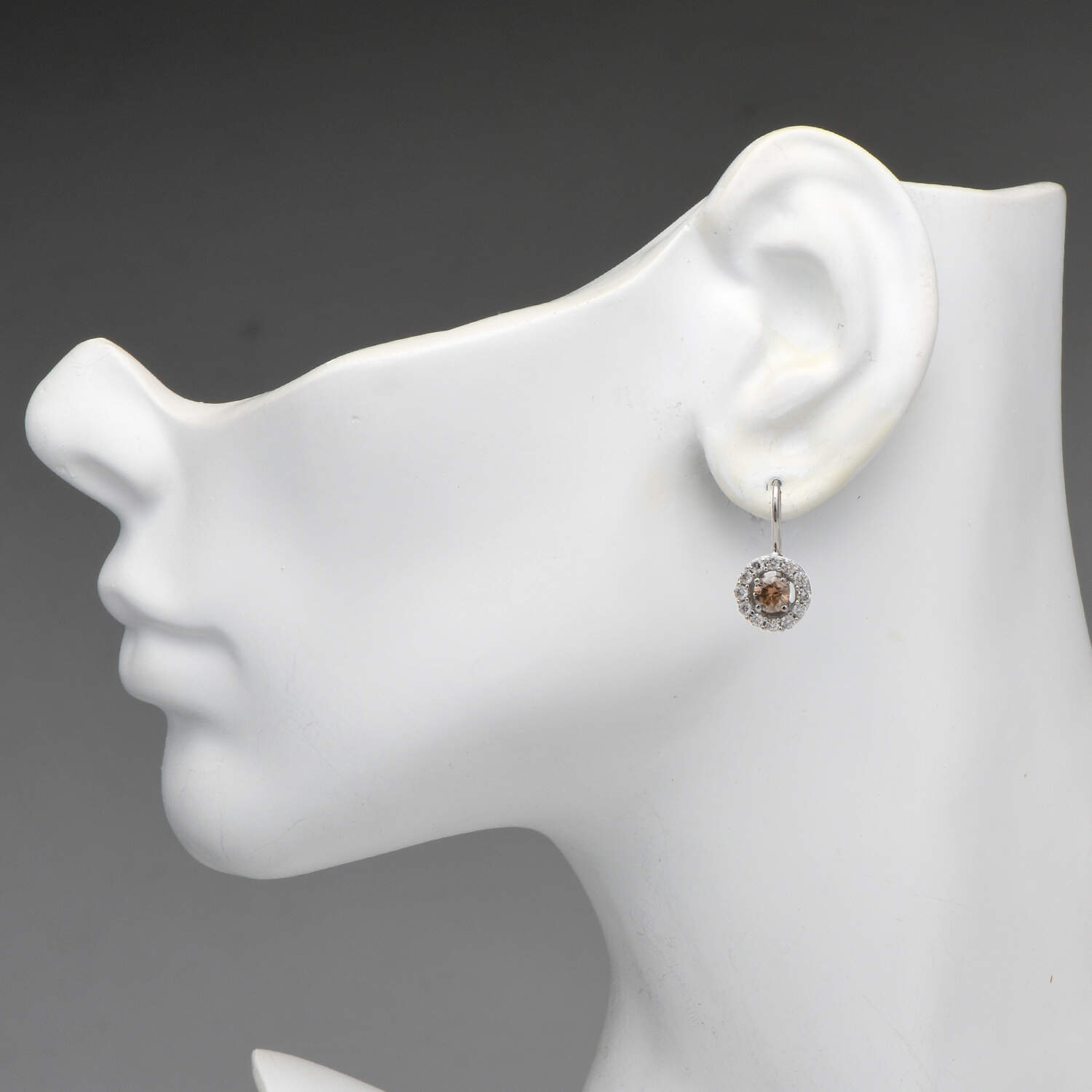 14KW Fancy Diamond (0.76) Halo Earrings-3
