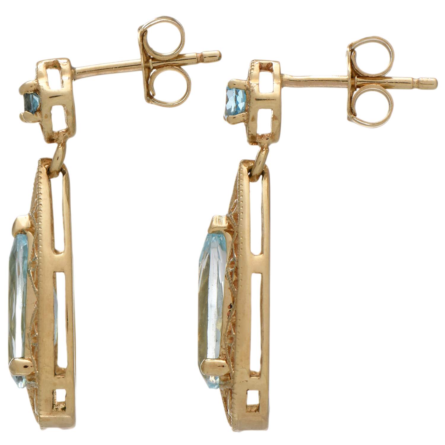 10KY Blue Topaz (1.5) Filigree Drop Earrings-2