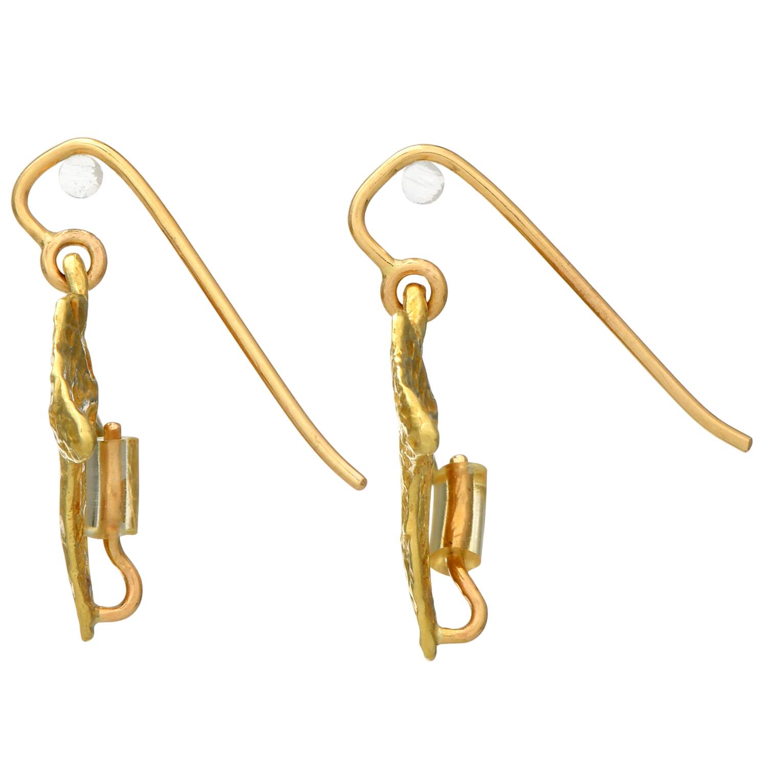 18KY Eve J Alfille Ivy Textured Leaf Earrings-3