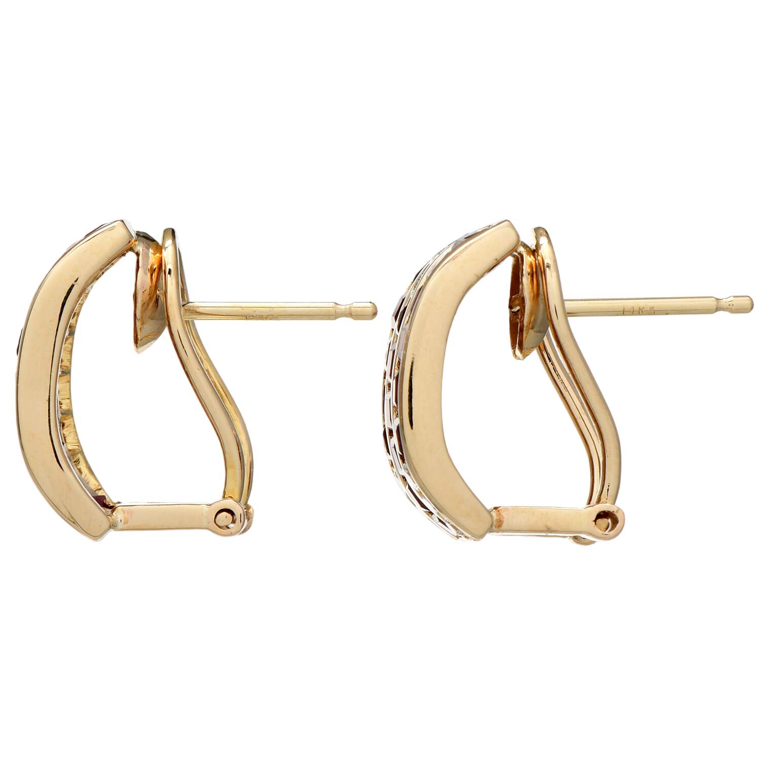 14KY Ruby(1.80) & Diamond(0.10) Channel Hoop Earrings-2