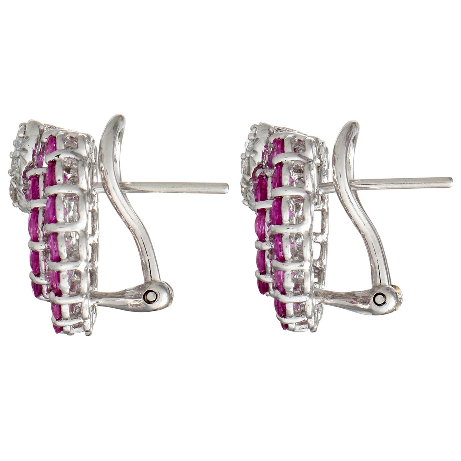 18KW Fancy Pink Sapphire(2.48) & Diamond(0.60) Circle Earrings-2