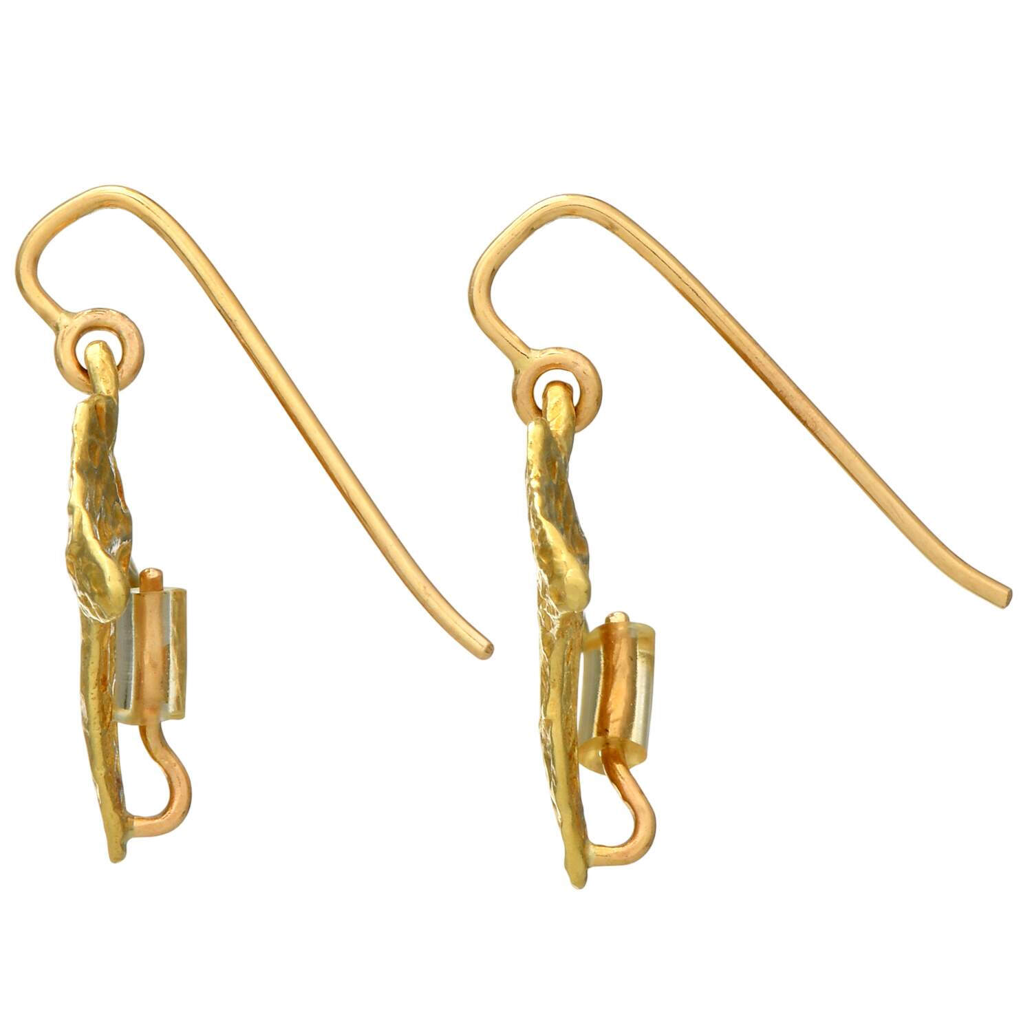 18KY Eve J Alfille Ivy Textured Leaf Earrings-2