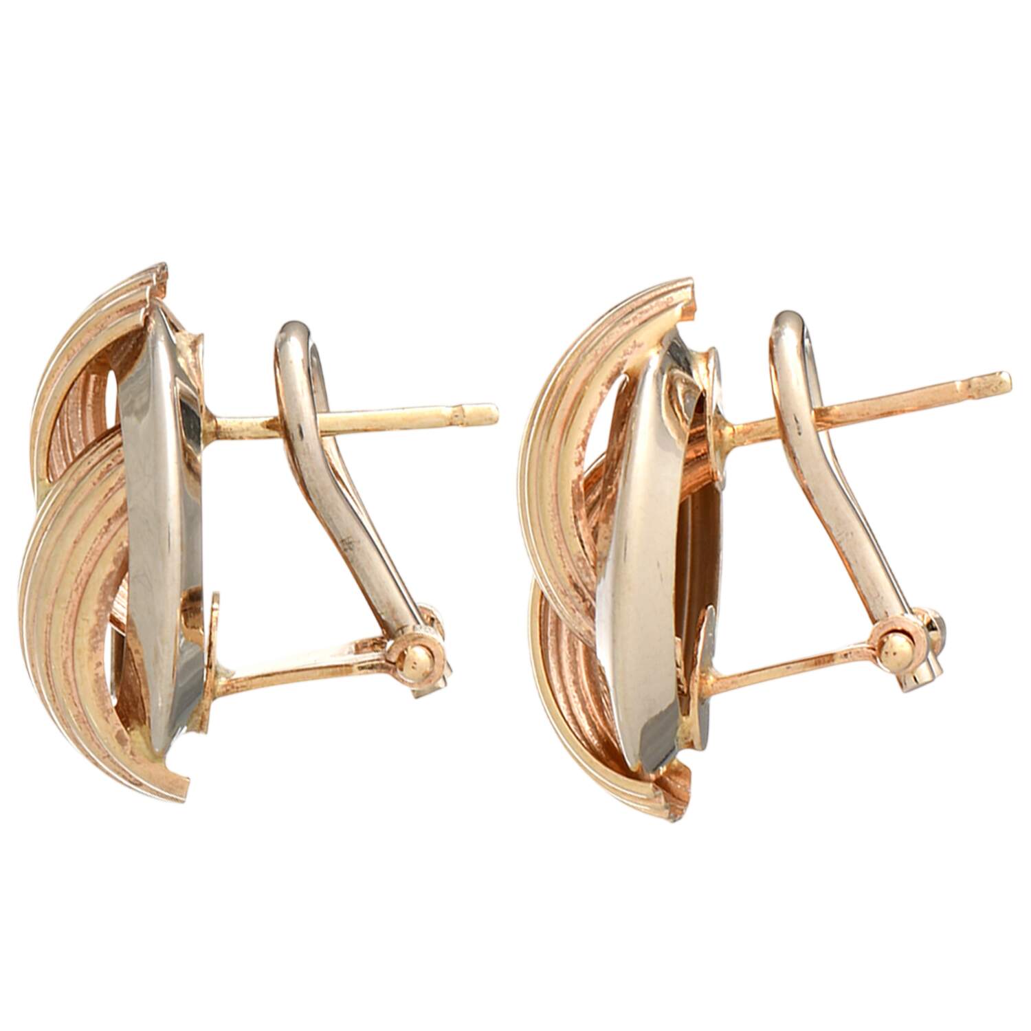 14KY Italian Ribbed & High Polished Earrings-2