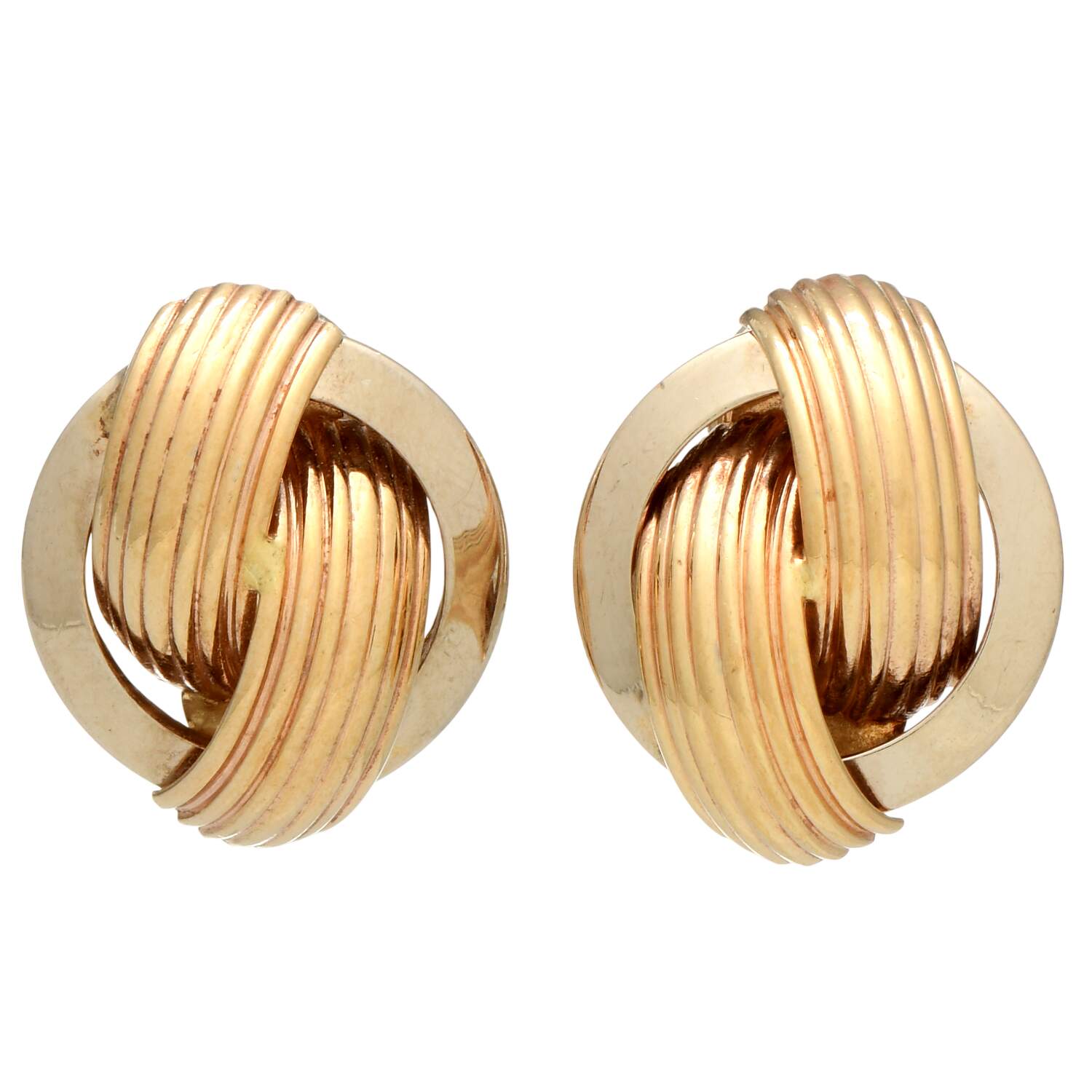 14KY Italian Ribbed & High Polished Earrings-1