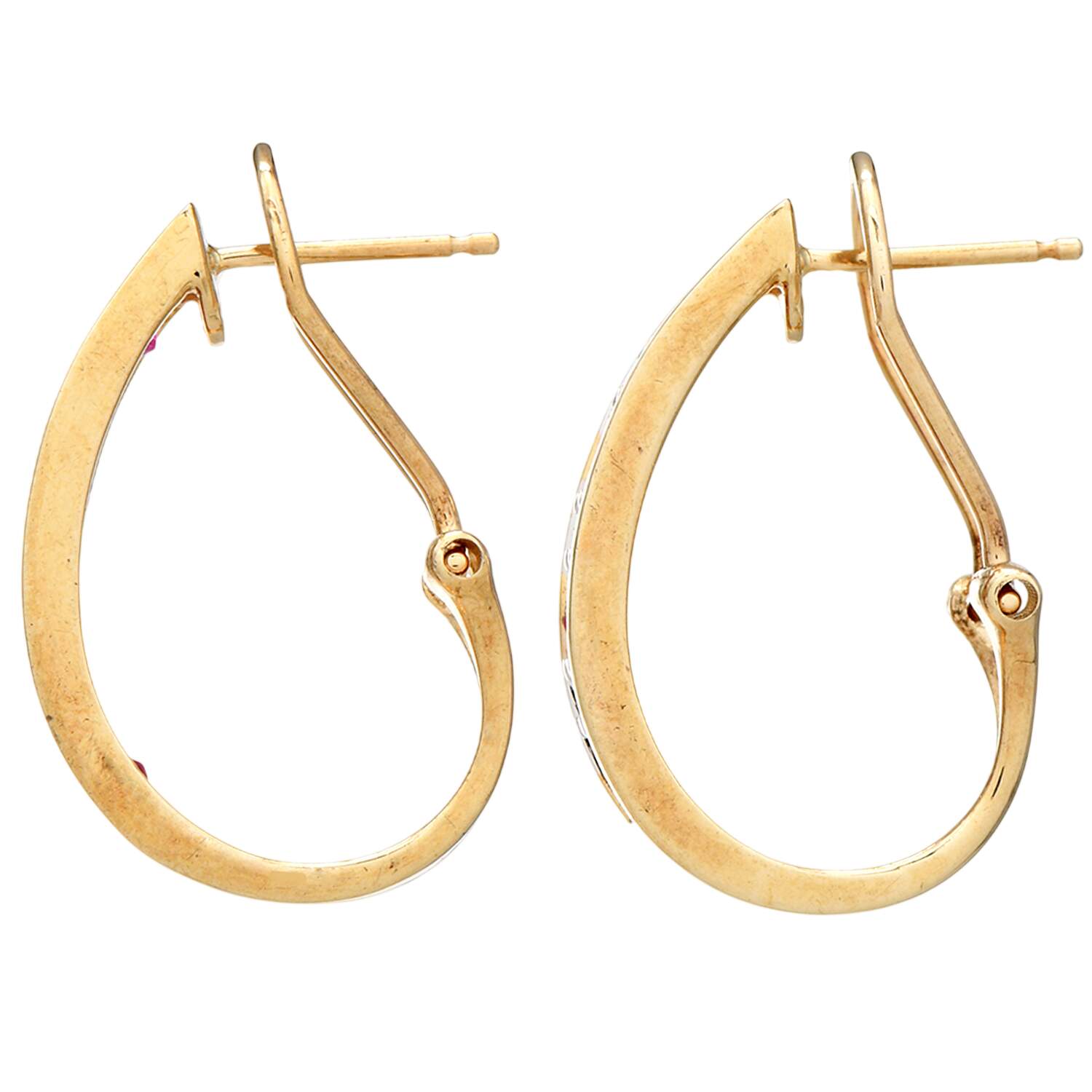 14KY Ruby(0.50) & Diamond(0.24) Channel Hoop Earrings-2