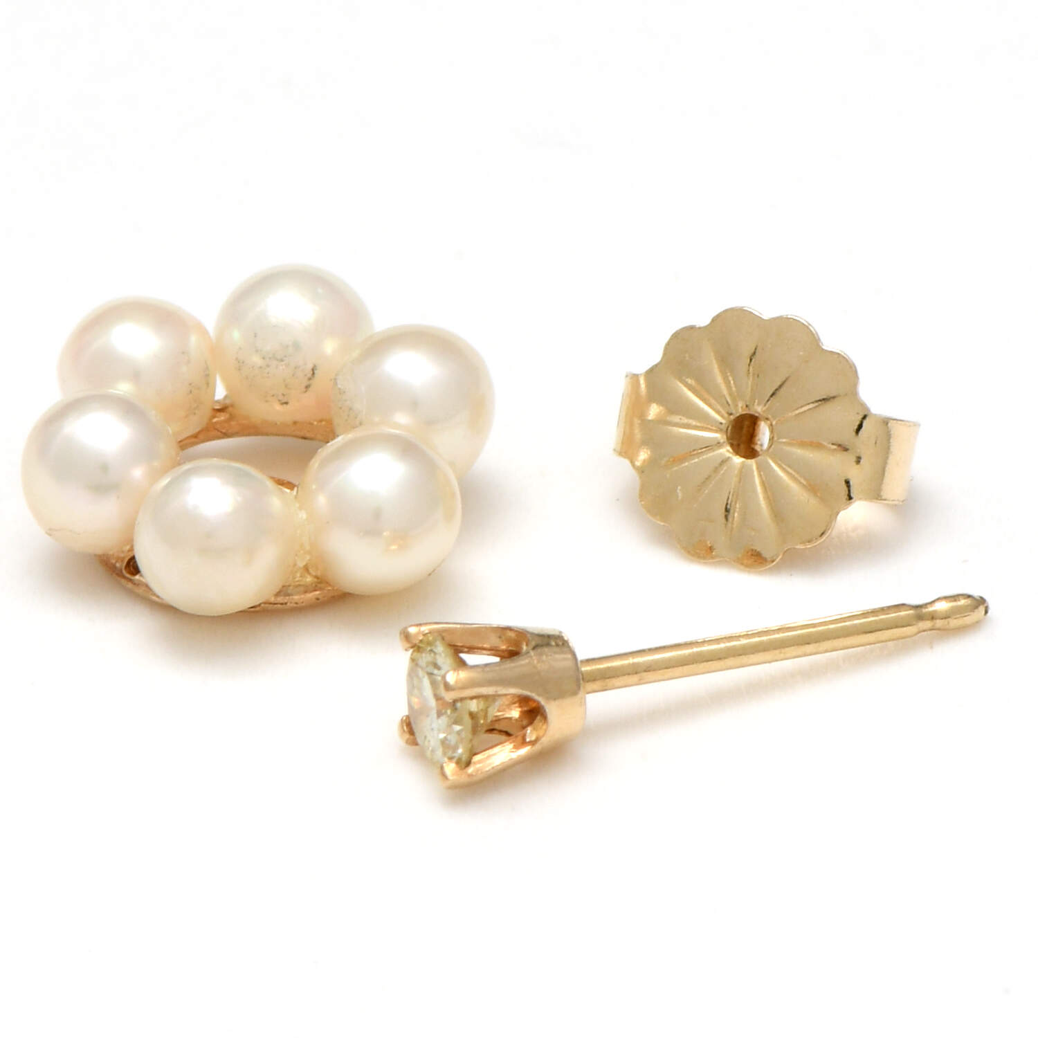 14KY Diamond(0.20) & Seed Pearl(3.0-3.5mm) Jacket Earrings-4