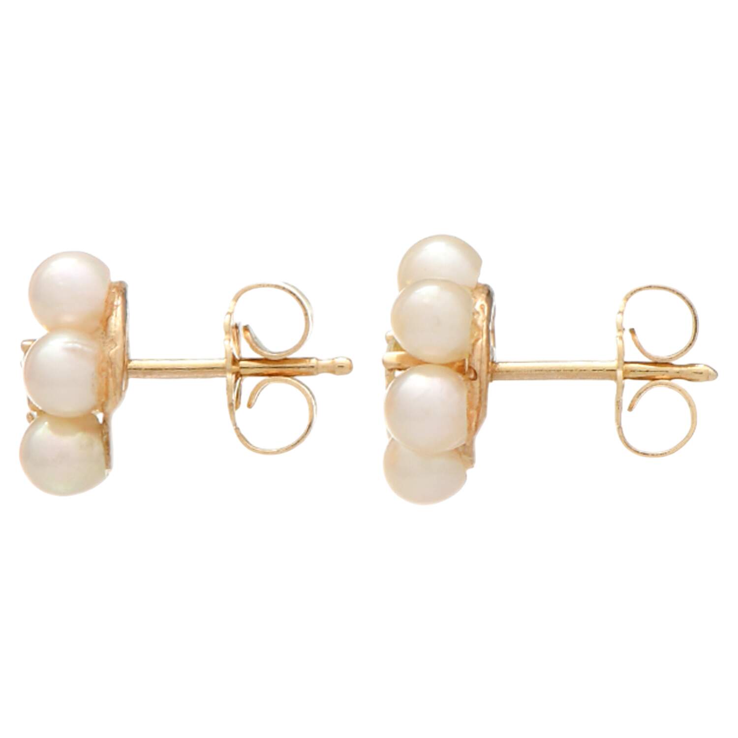 14KY Diamond(0.20) & Seed Pearl(3.0-3.5mm) Jacket Earrings-2