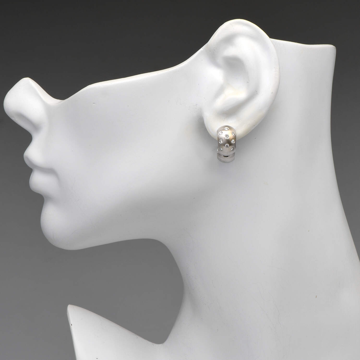 14KW Diamond(0.36) Huggie Hoop Hinged Earrings-3