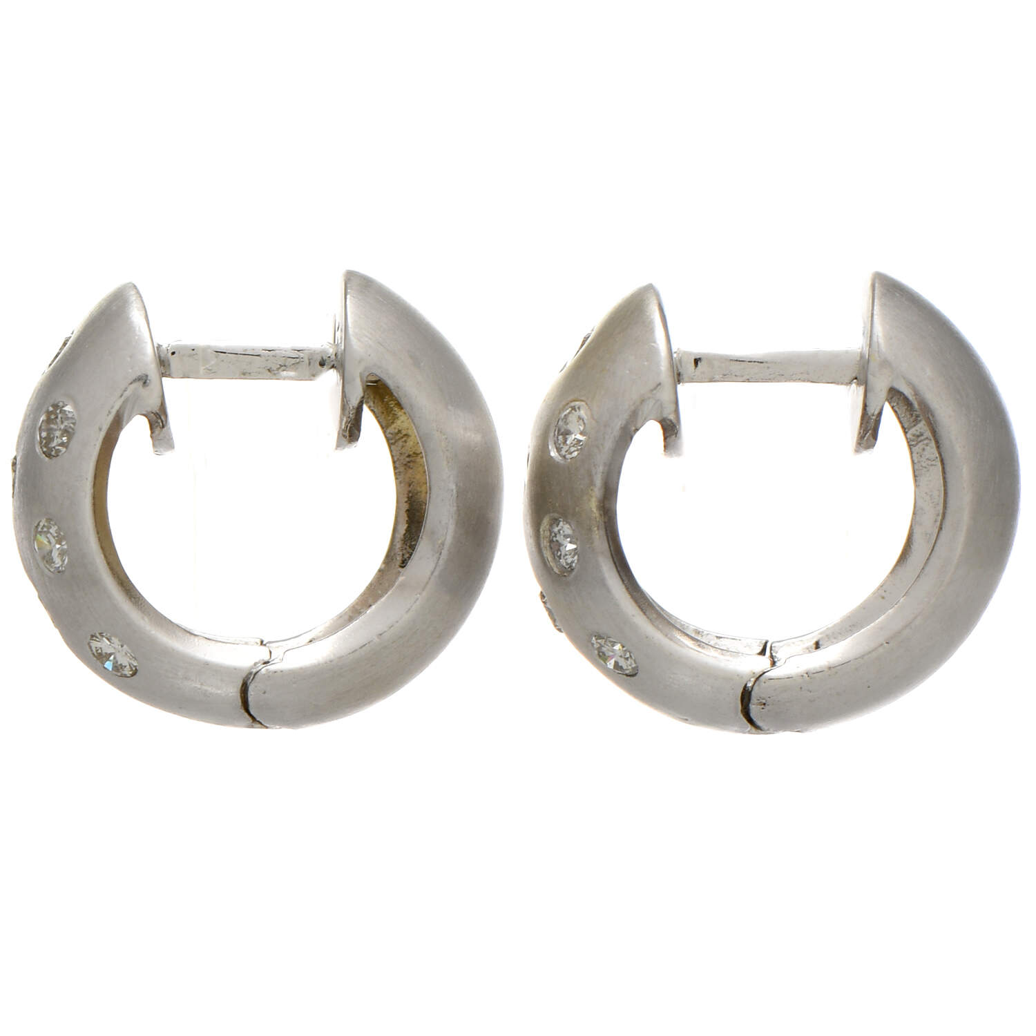 14KW Diamond(0.36) Huggie Hoop Hinged Earrings-2