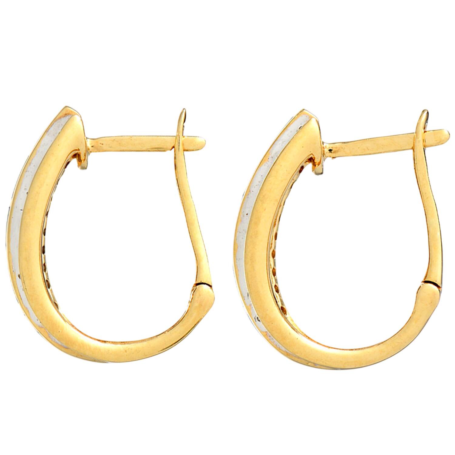 14KY Black Opal Inlay & Diamond(0.22) Hoop Earrings-2