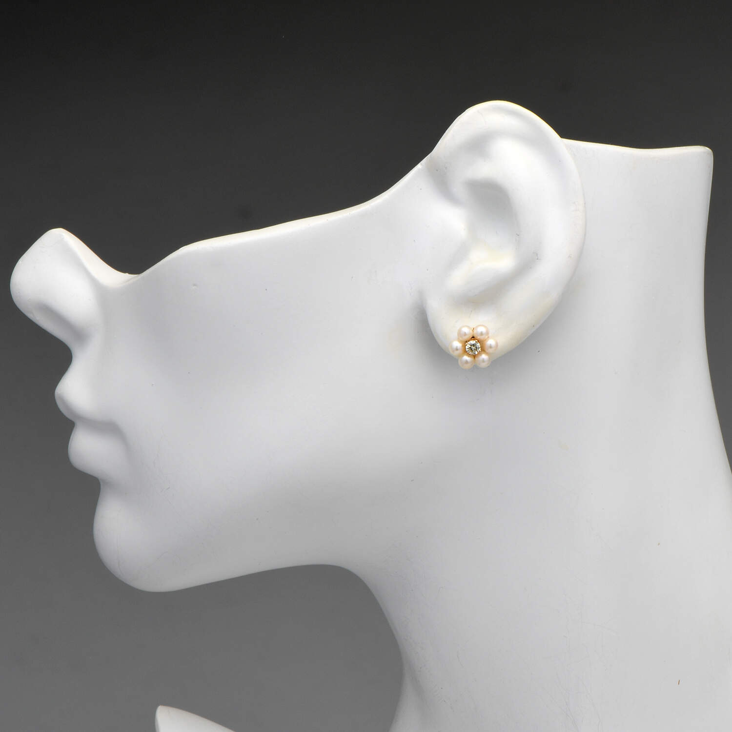 14KY Diamond(0.20) & Seed Pearl(3.0-3.5mm) Jacket Earrings-3
