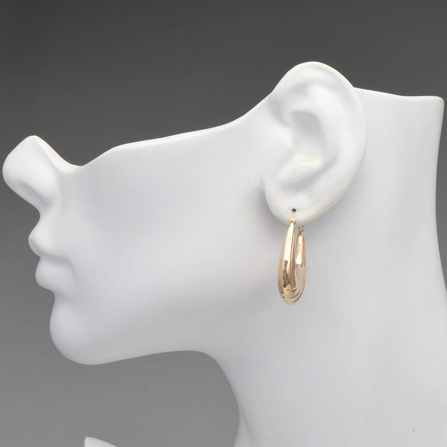 14KY Textured & Ribbed Puffy Hoop Earrings-3
