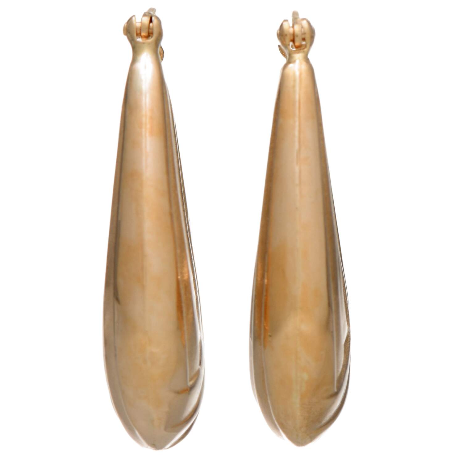 14KY Textured & Ribbed Puffy Hoop Earrings-2