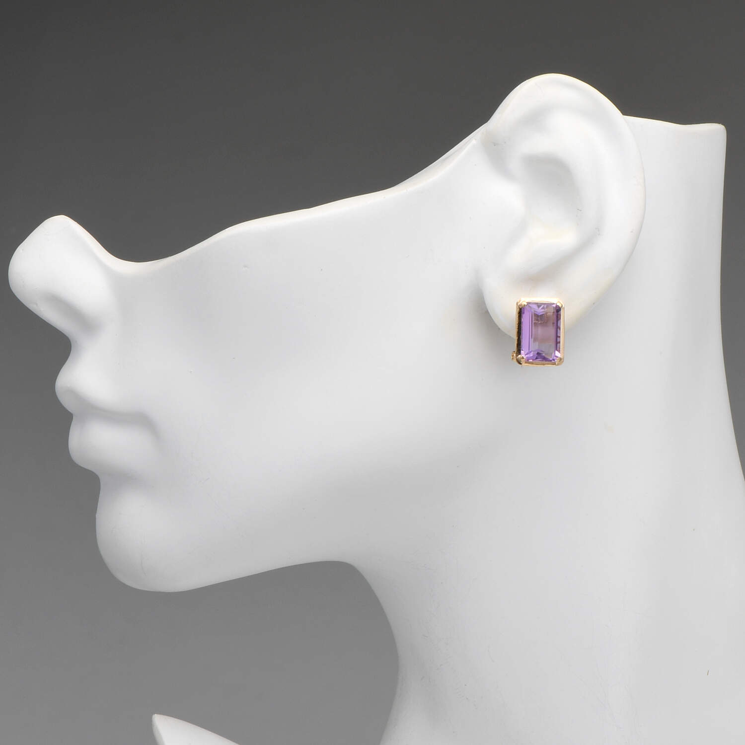 14KY Amethyst(7.70) Stud Earrings-3