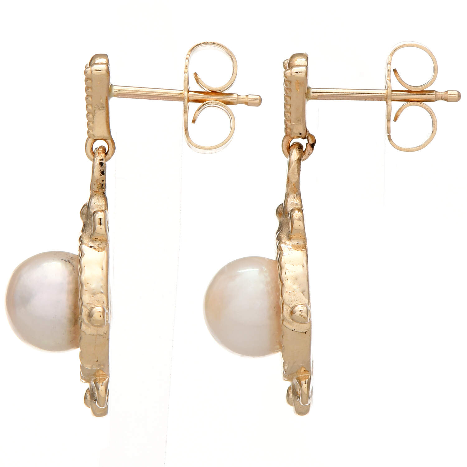 14KY Alwand Vahan Pearl (6.25mm) Dangle Earrings-2