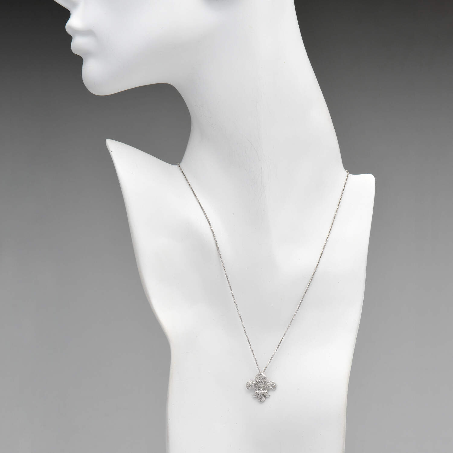 14KW Pave Diamond (0.75) Fleur-De-Lis Necklace-4