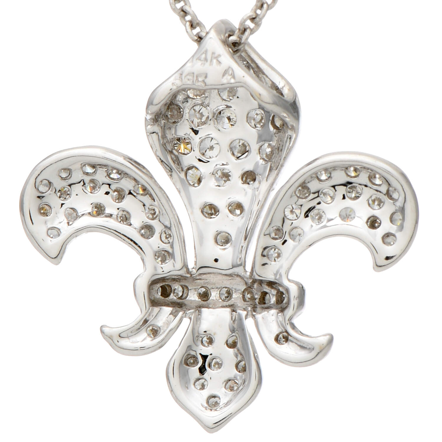 14KW Pave Diamond (0.75) Fleur-De-Lis Necklace-2