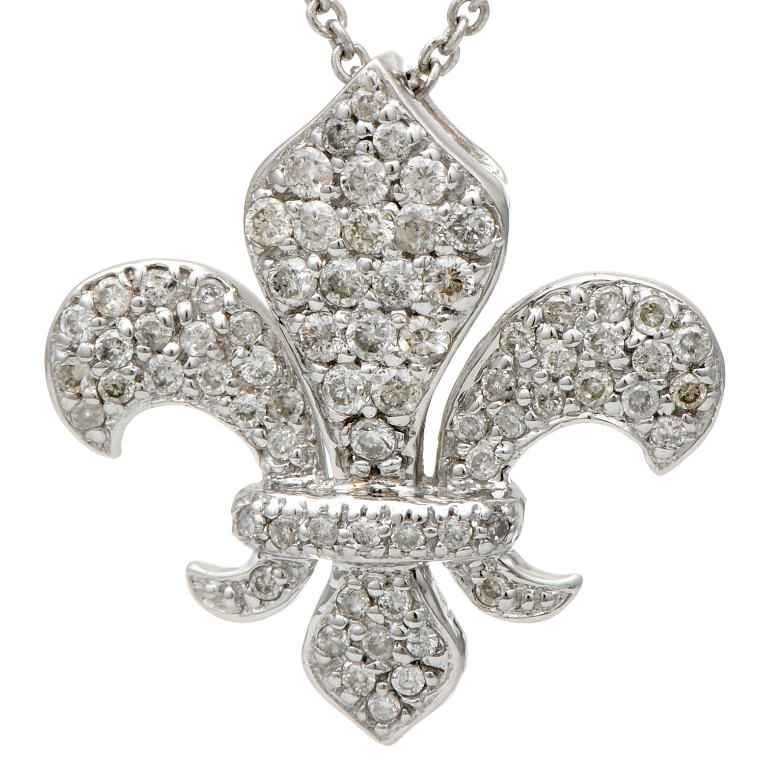 14KW Pave Diamond (0.75) Fleur-De-Lis Necklace-1