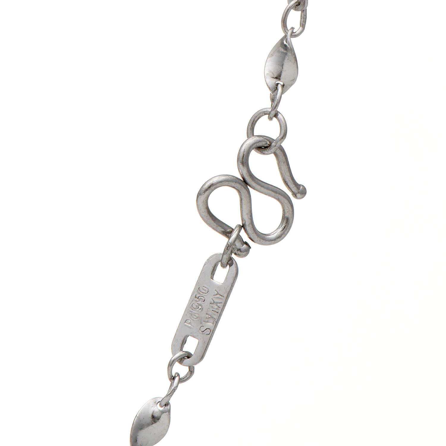 Palladium Handmade Diamond(1.50) Twist Link Necklace-2