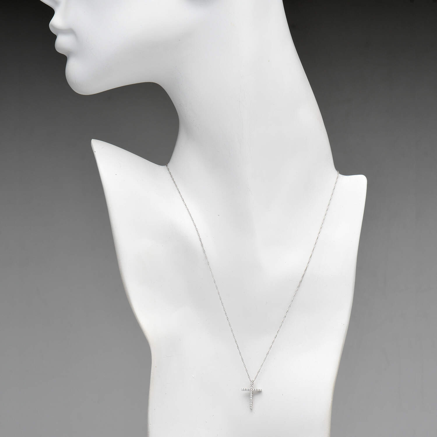 14KW Diamond(0.11) Cross Necklace-4