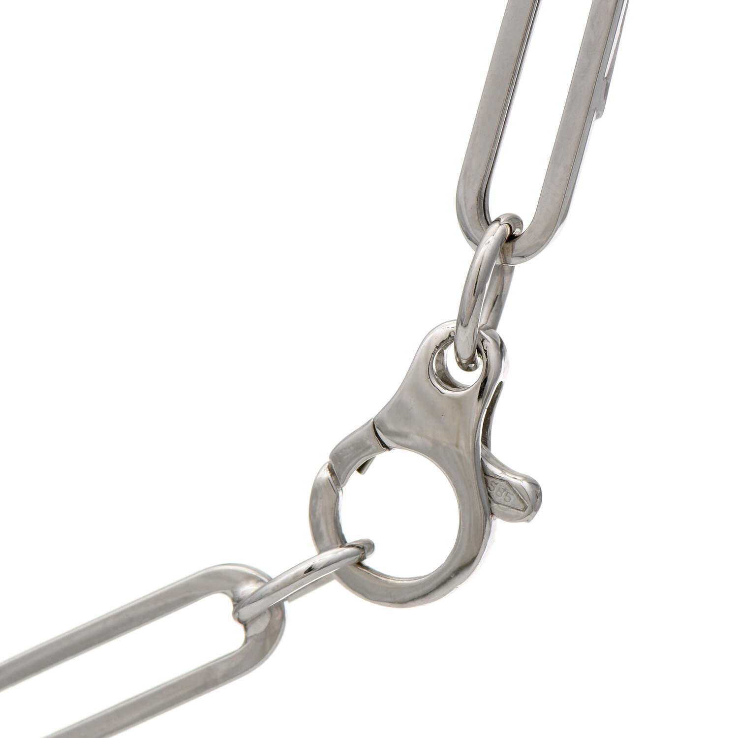 14KW Diamond(0.45) Accented Paperclip Necklace-3