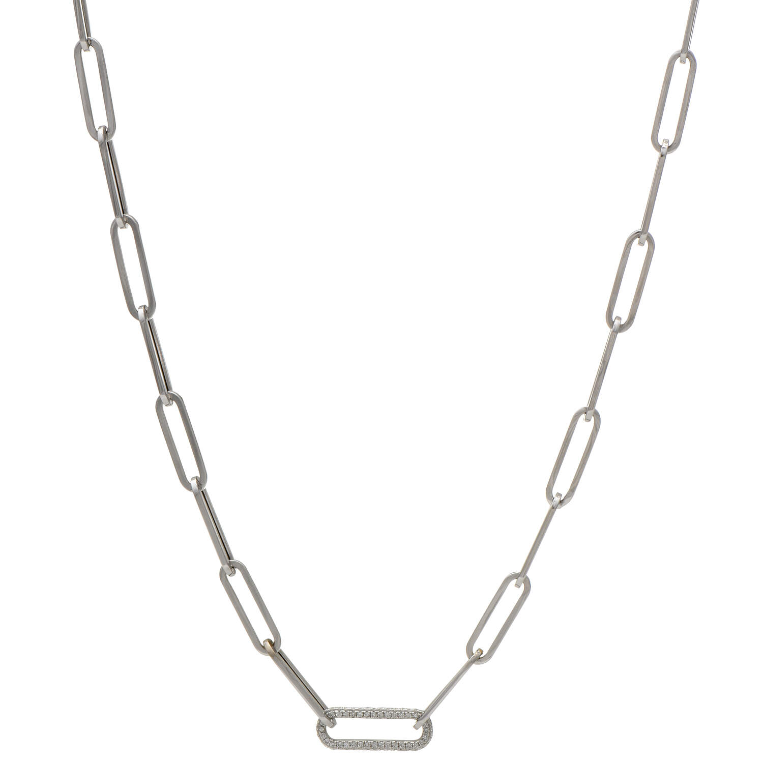 14KW Diamond(0.45) Accented Paperclip Necklace-2