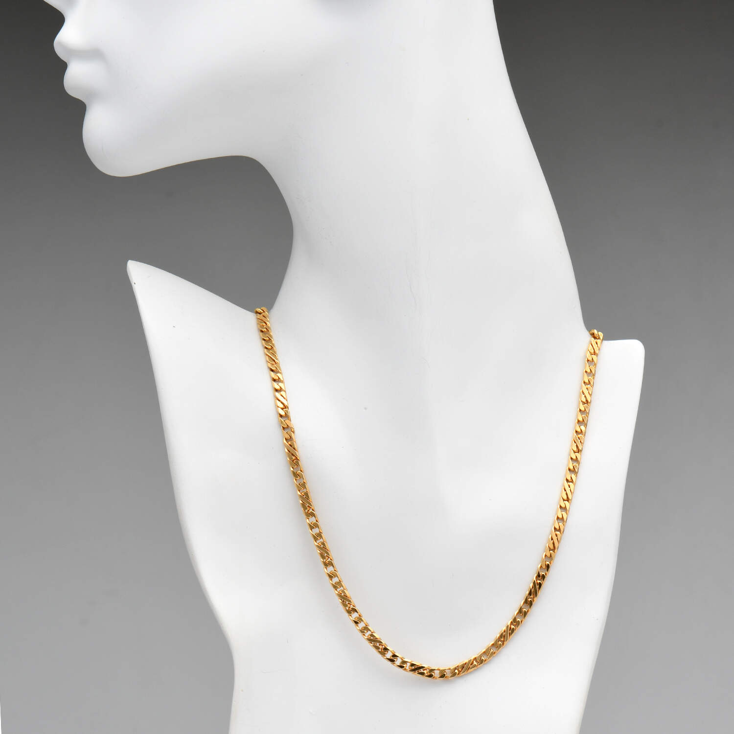 14KY Figaro Chain Necklace-3