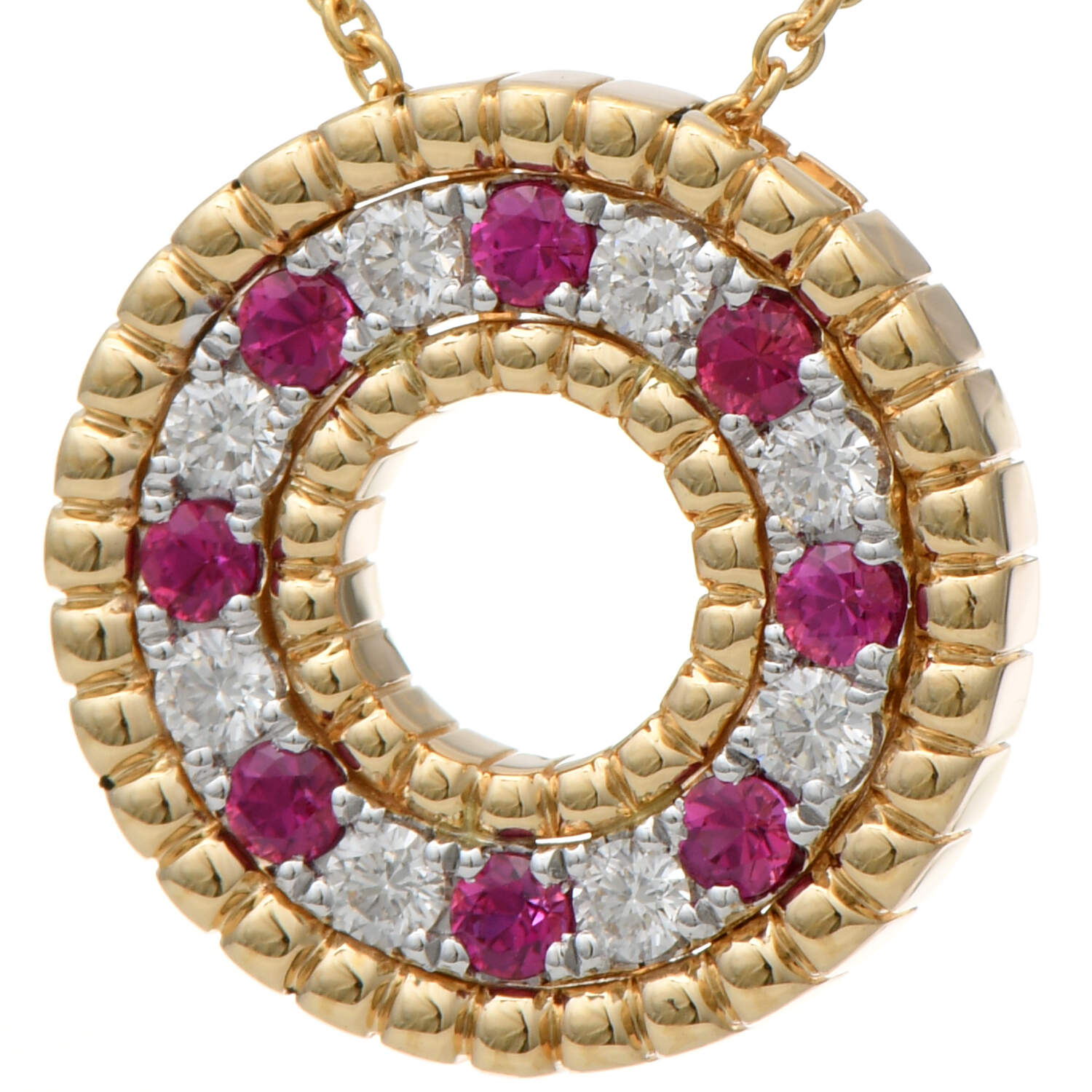 18KY Spark Ruby(0.40) & Diamond(0.28) Circle Necklace-1