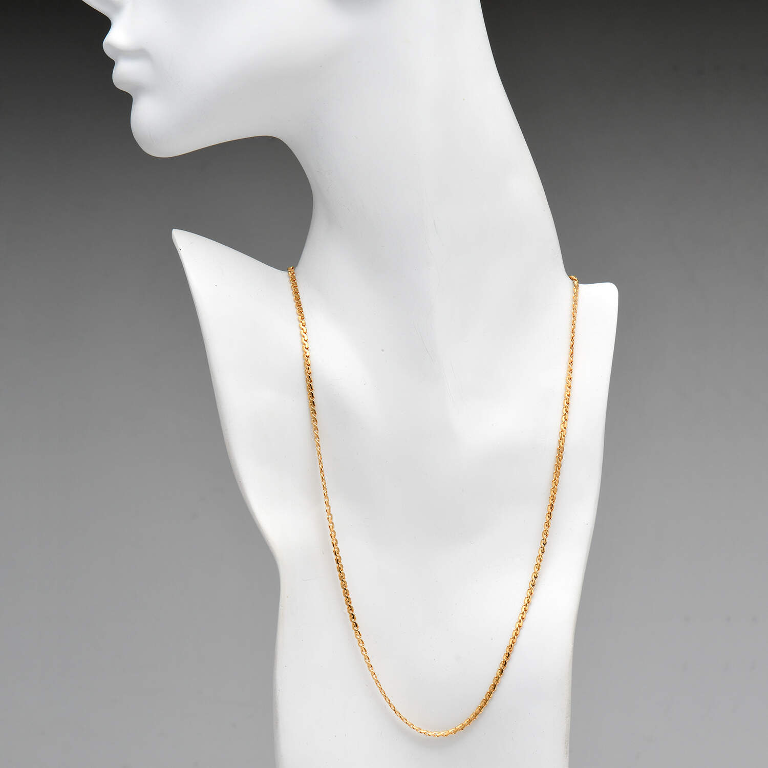 18KY Solid "S" Chain Necklace-3