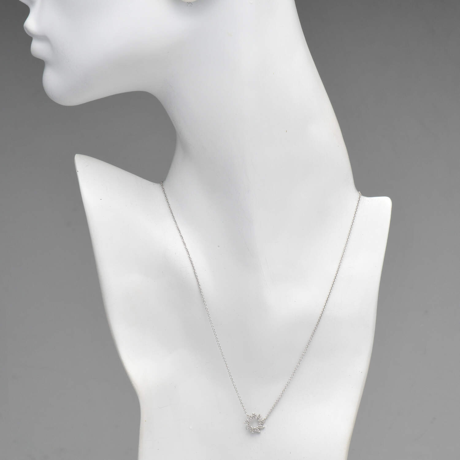 14KW Pave Diamond(0.14) Open Swirl  Necklace-4