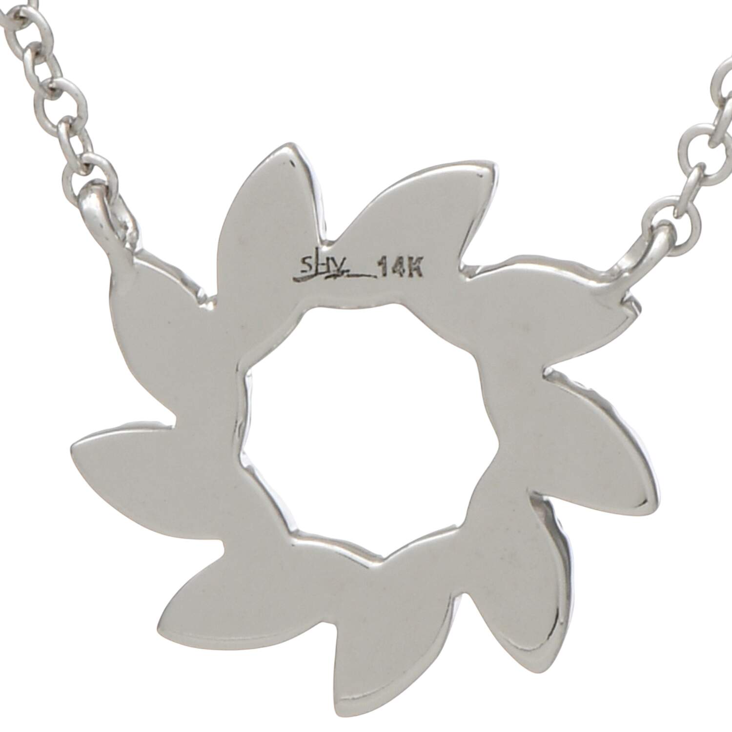 14KW Pave Diamond(0.14) Open Swirl  Necklace-2