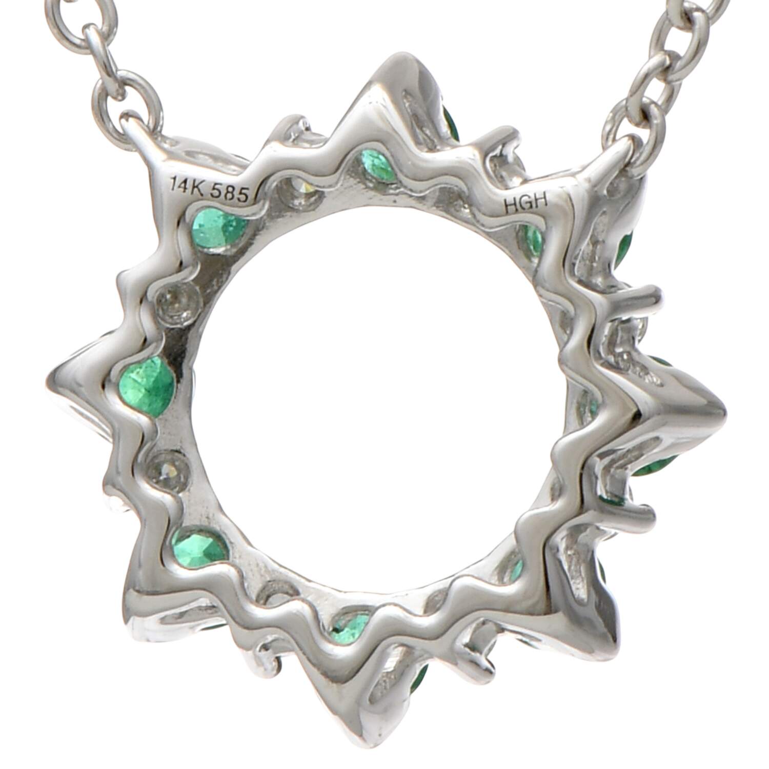 14KW Emerald(0.32) & Diamond(0.12) Circle Necklace-2