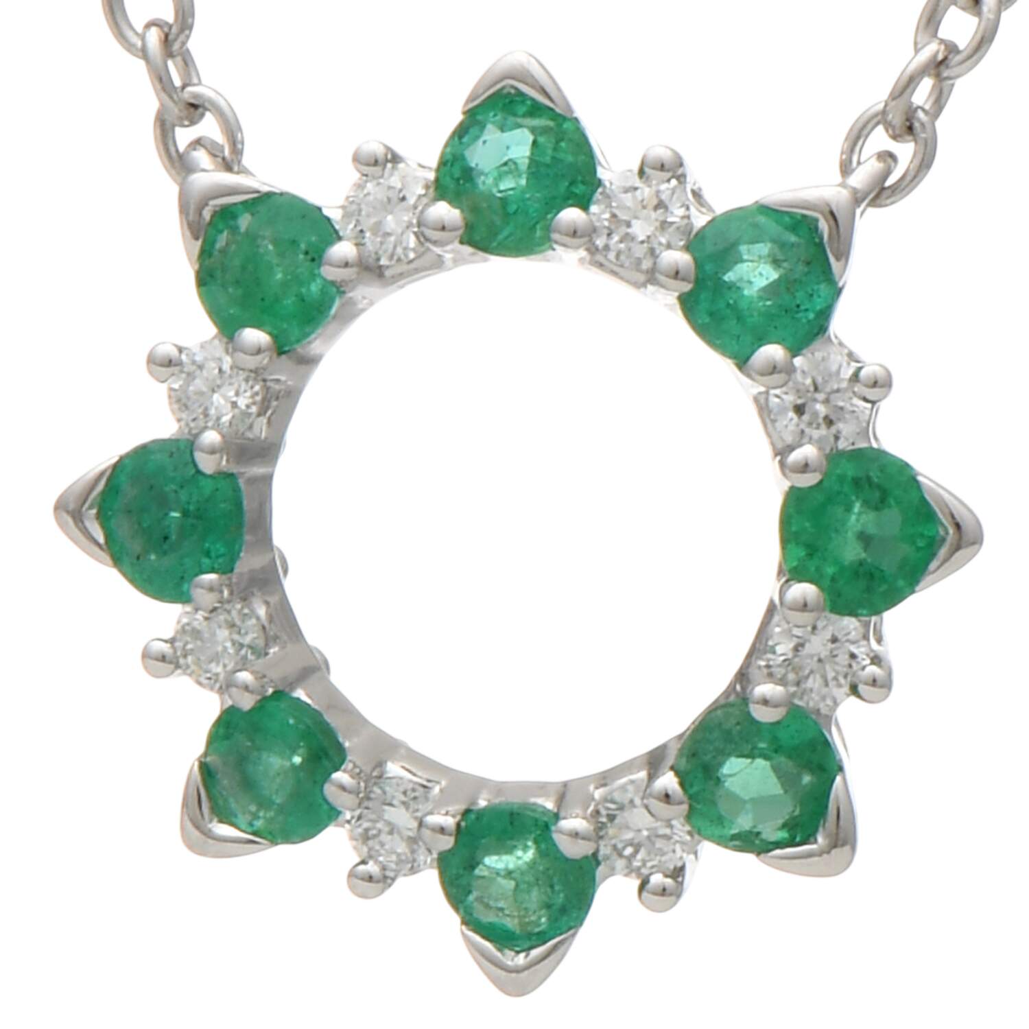 14KW Emerald(0.32) & Diamond(0.12) Circle Necklace-1