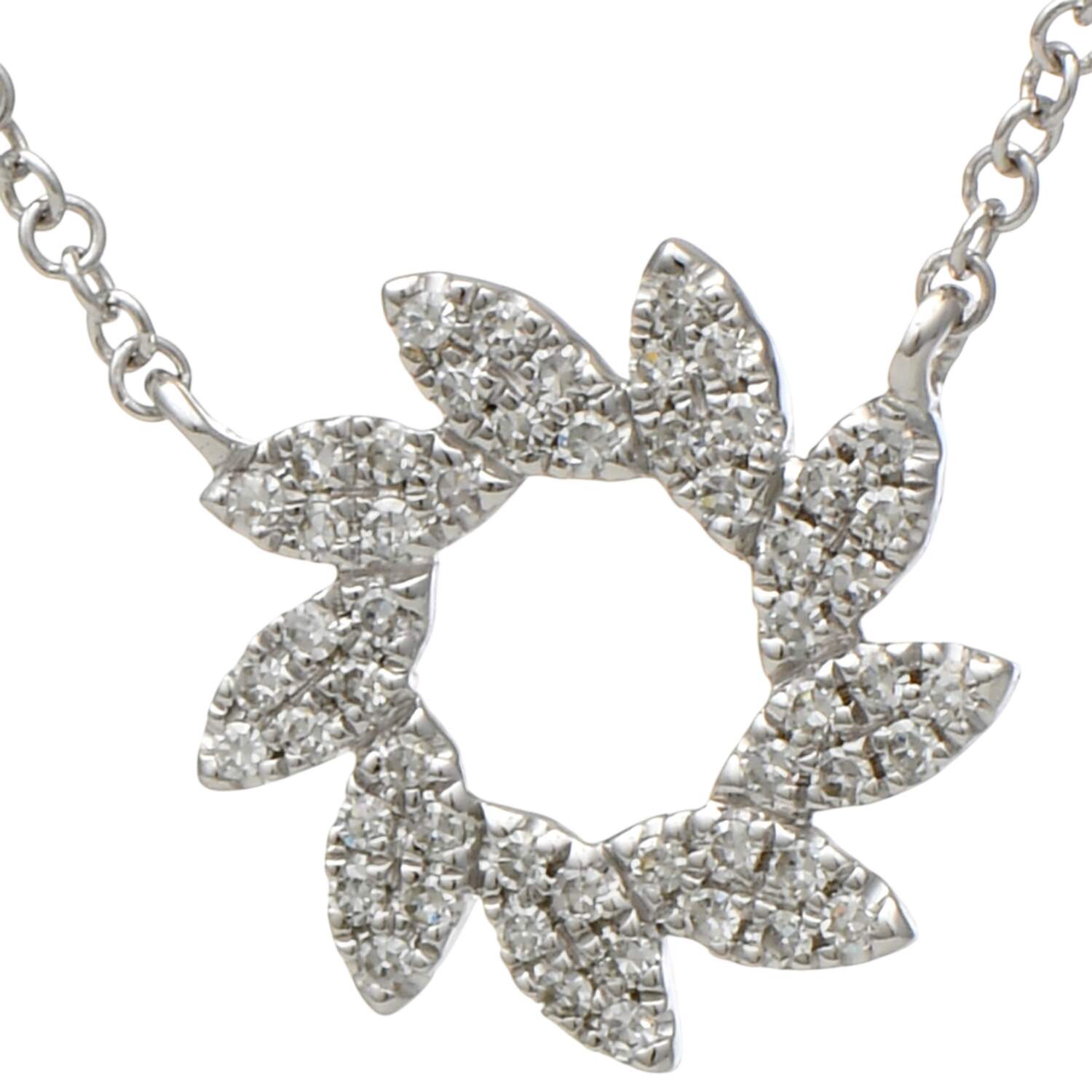 14KW Pave Diamond(0.14) Open Swirl  Necklace-1