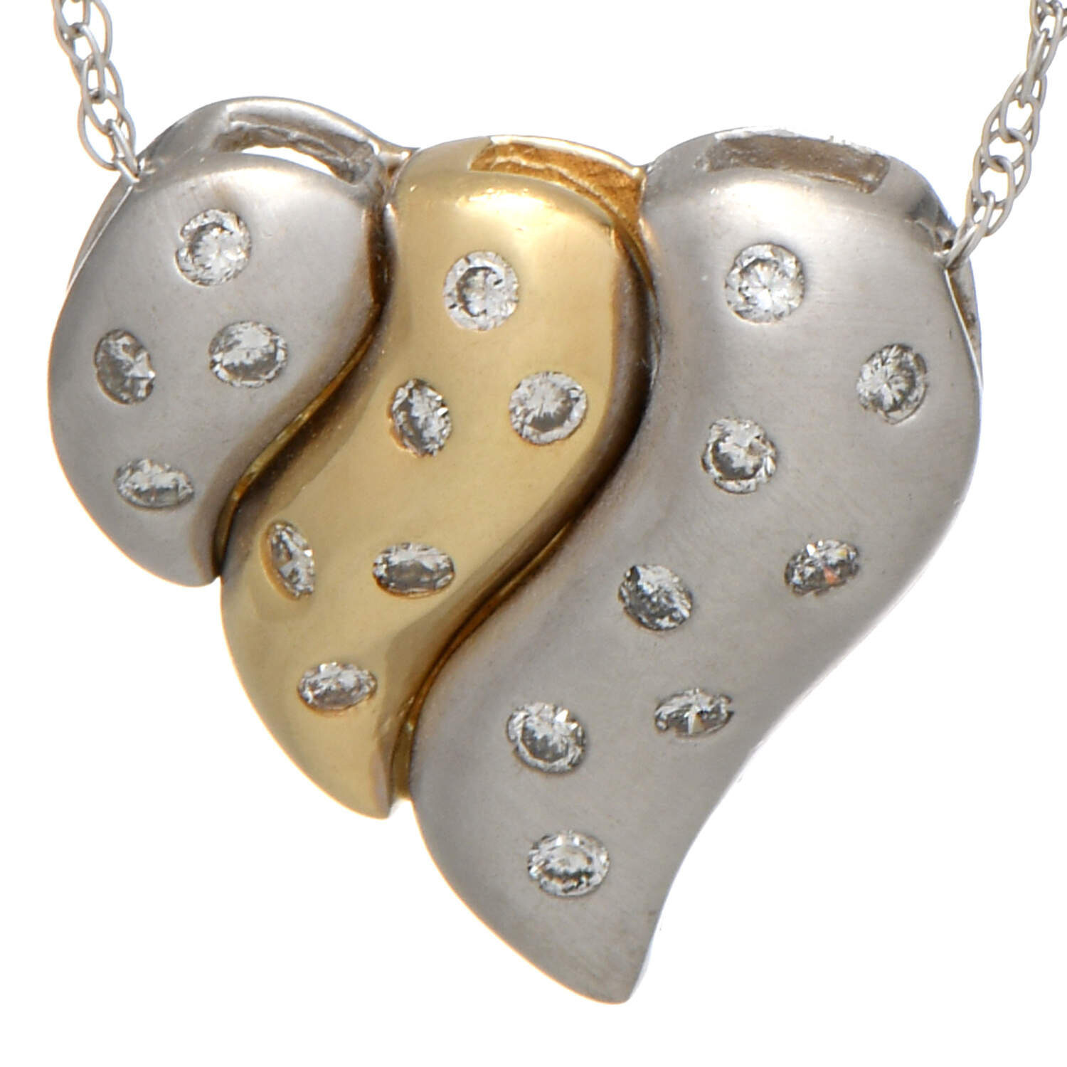 14KWY Two-Tone Diamond (0.25) Puffy Heart Necklace-1