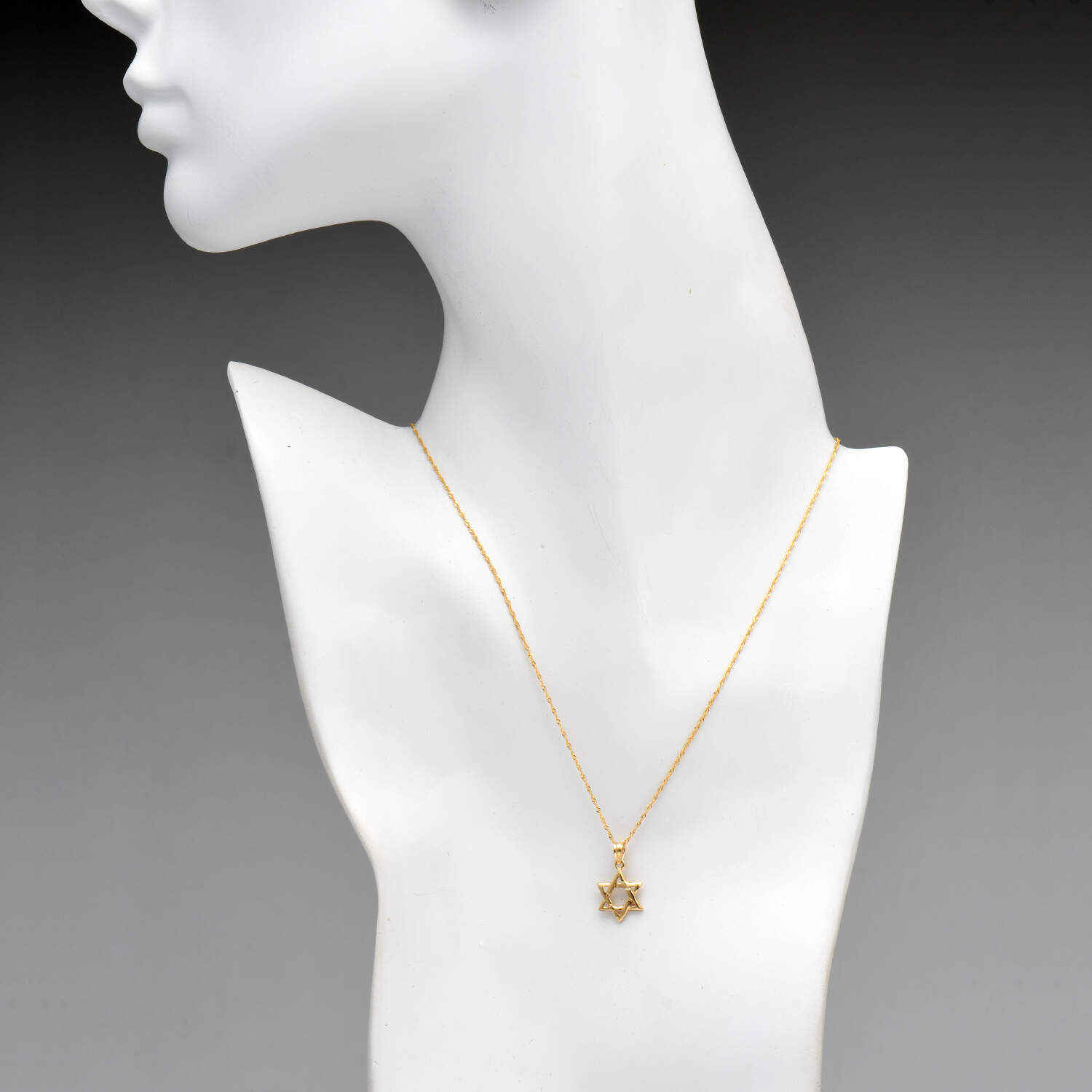 14KY Polished Star of David Necklace-4