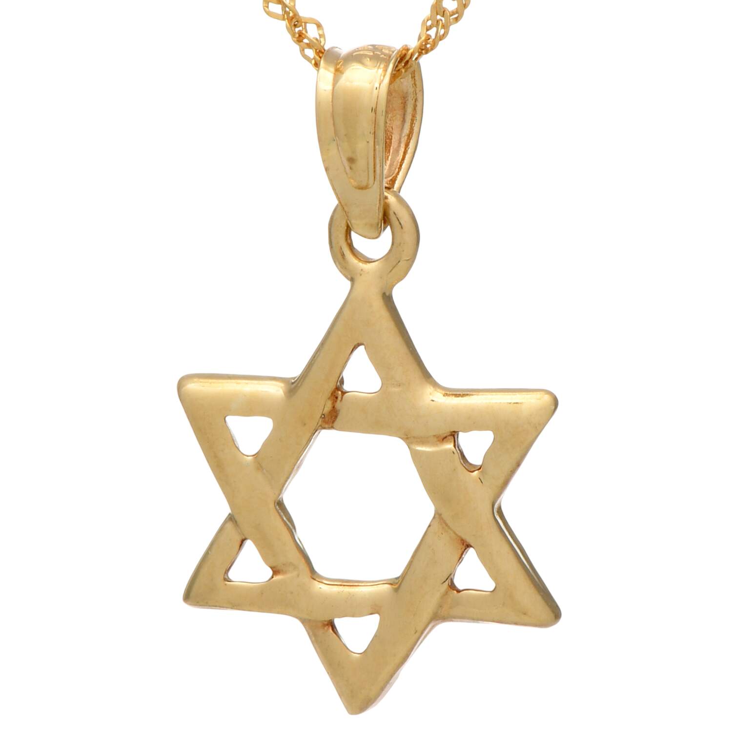 14KY Polished Star of David Necklace-1