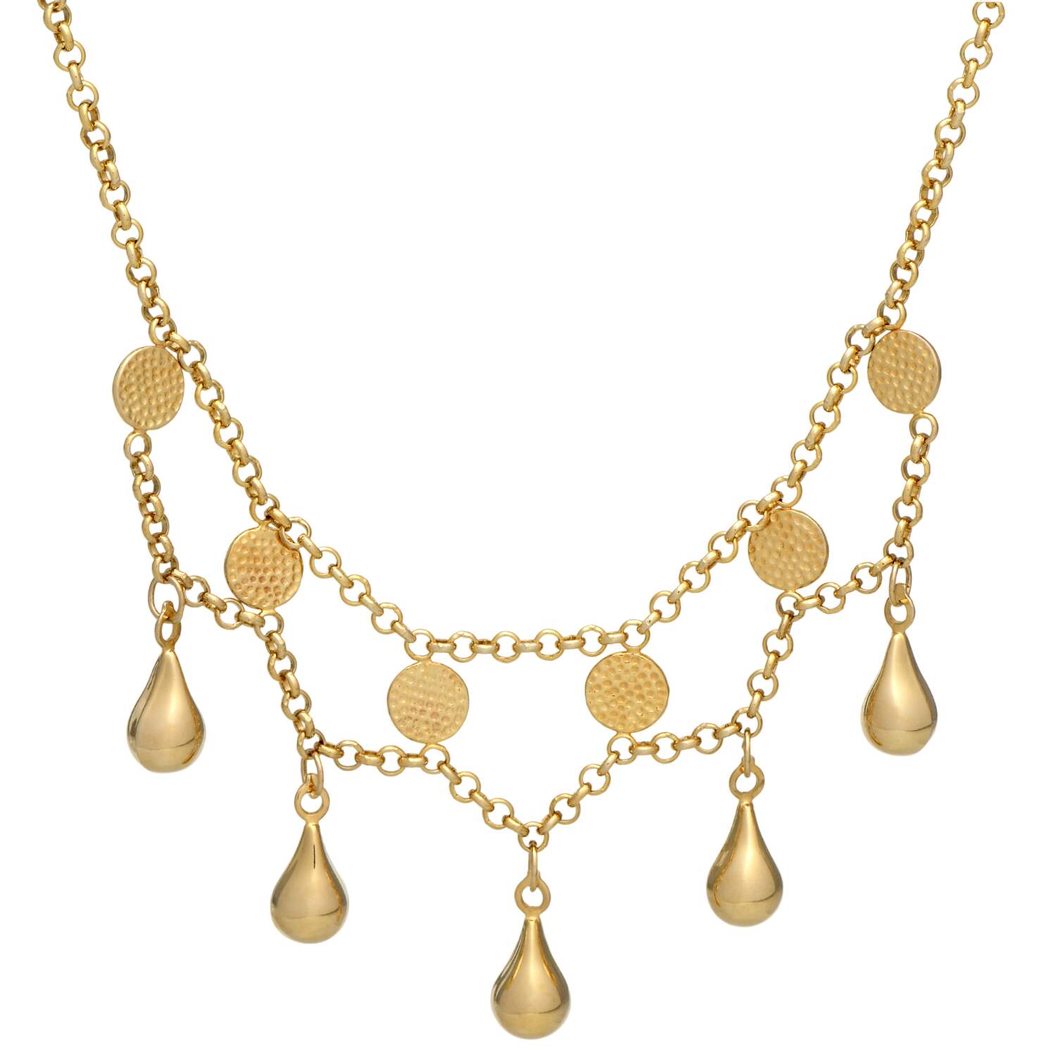 14KY Gold Droplet Fringe Necklace-2