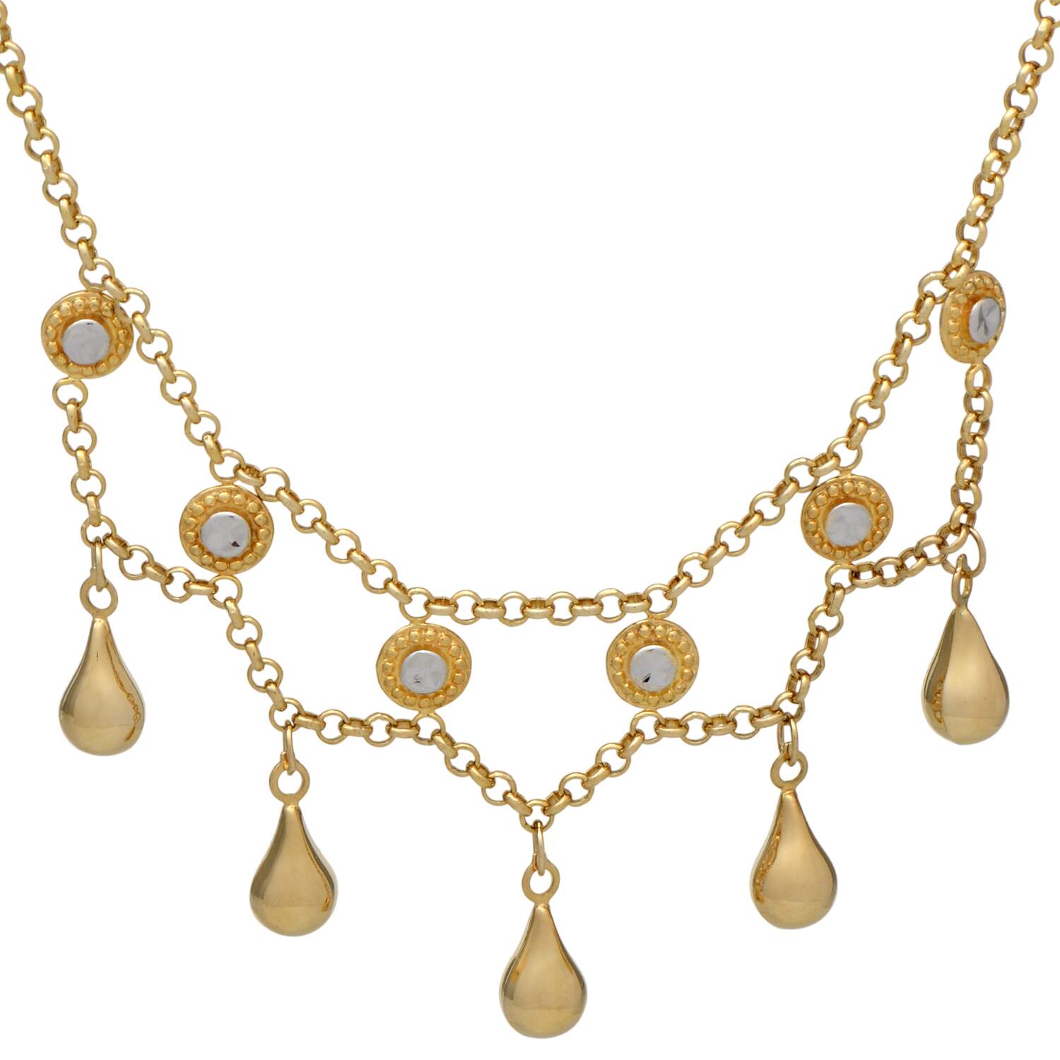 14KY Gold Droplet Fringe Necklace-1