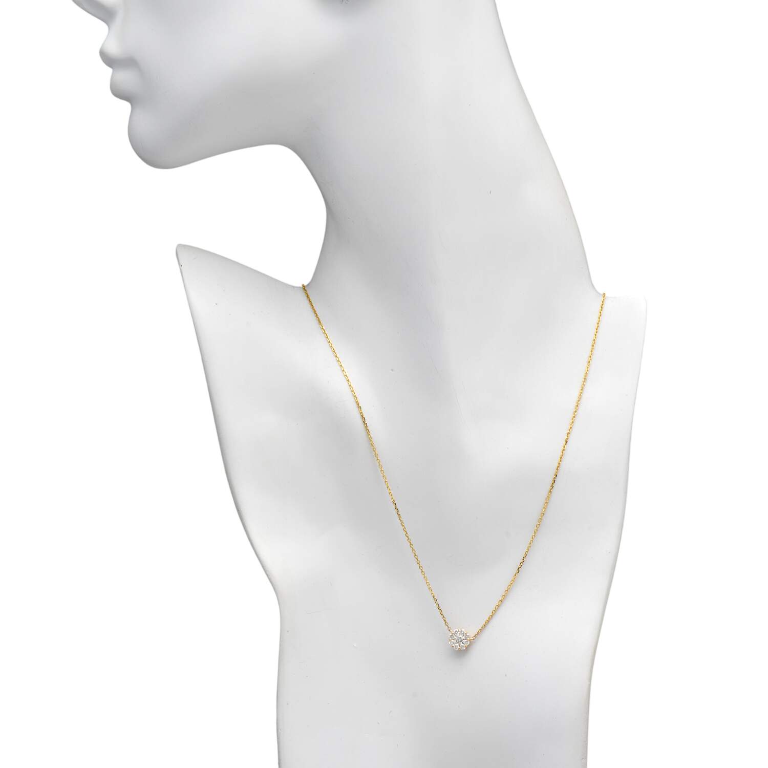 14KY Diamond(0.50) Cluster Solitaire Necklace-4