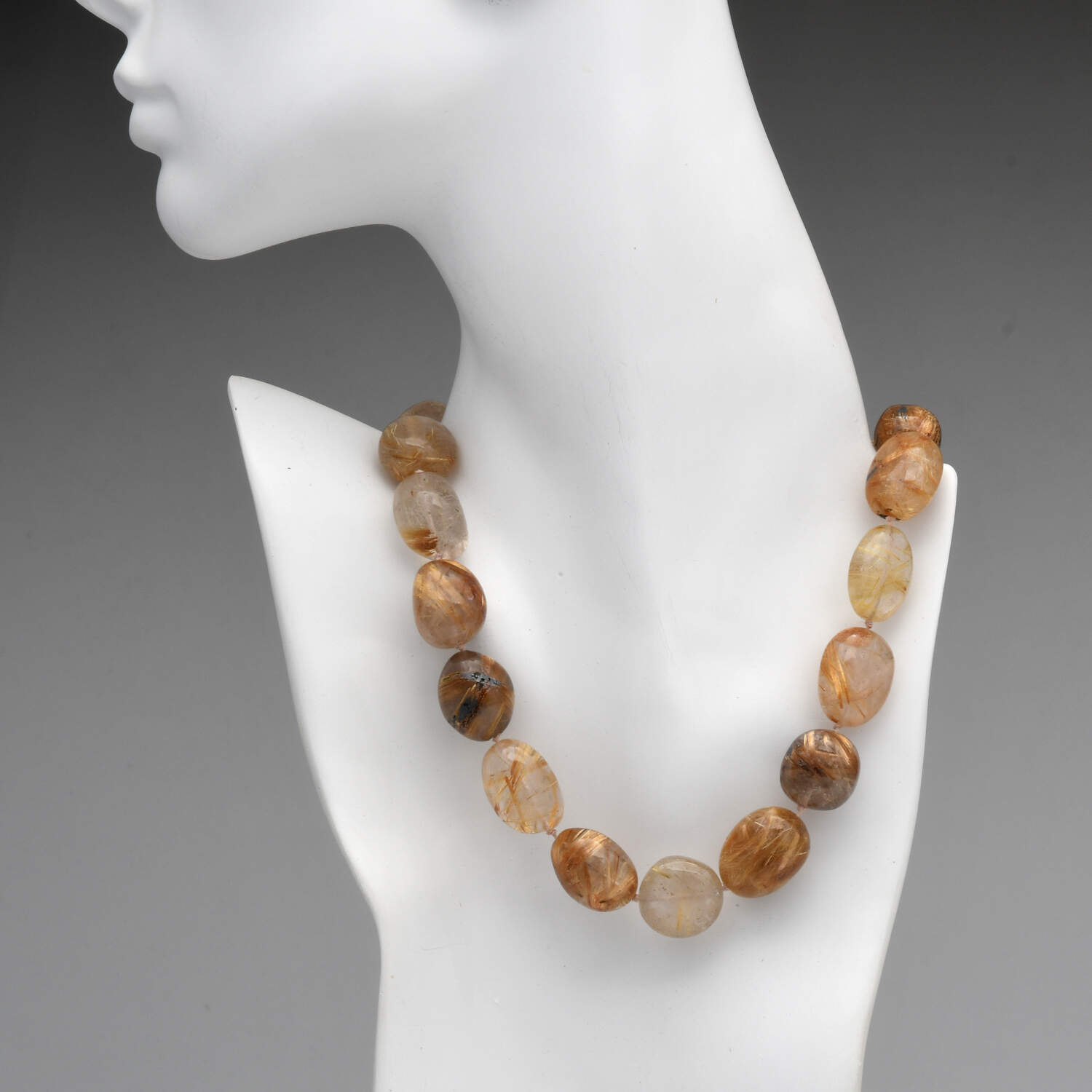 14KY Rutilated Quartz Nugget Strand Necklace-2