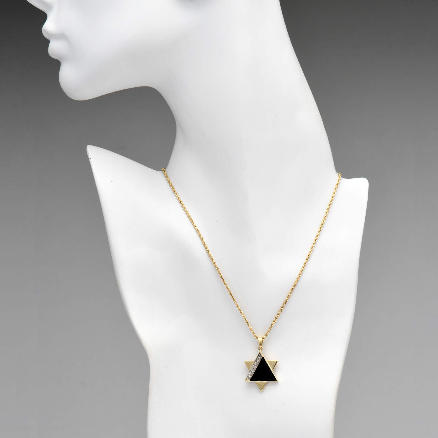 14KY Onyx & Diamond Accent Star of David Necklace-4