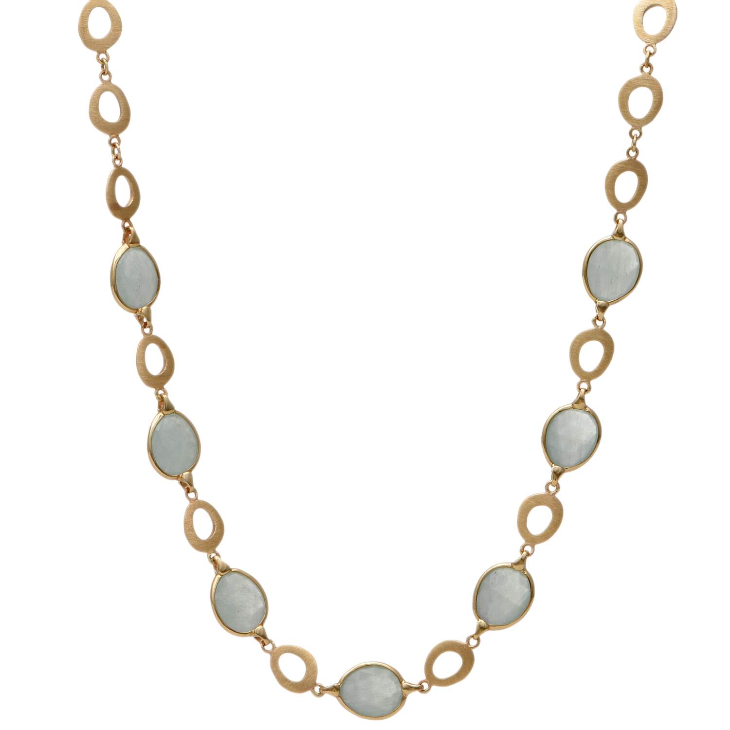 14KY Textured Chalcedony(19.25) Circle Necklace-1
