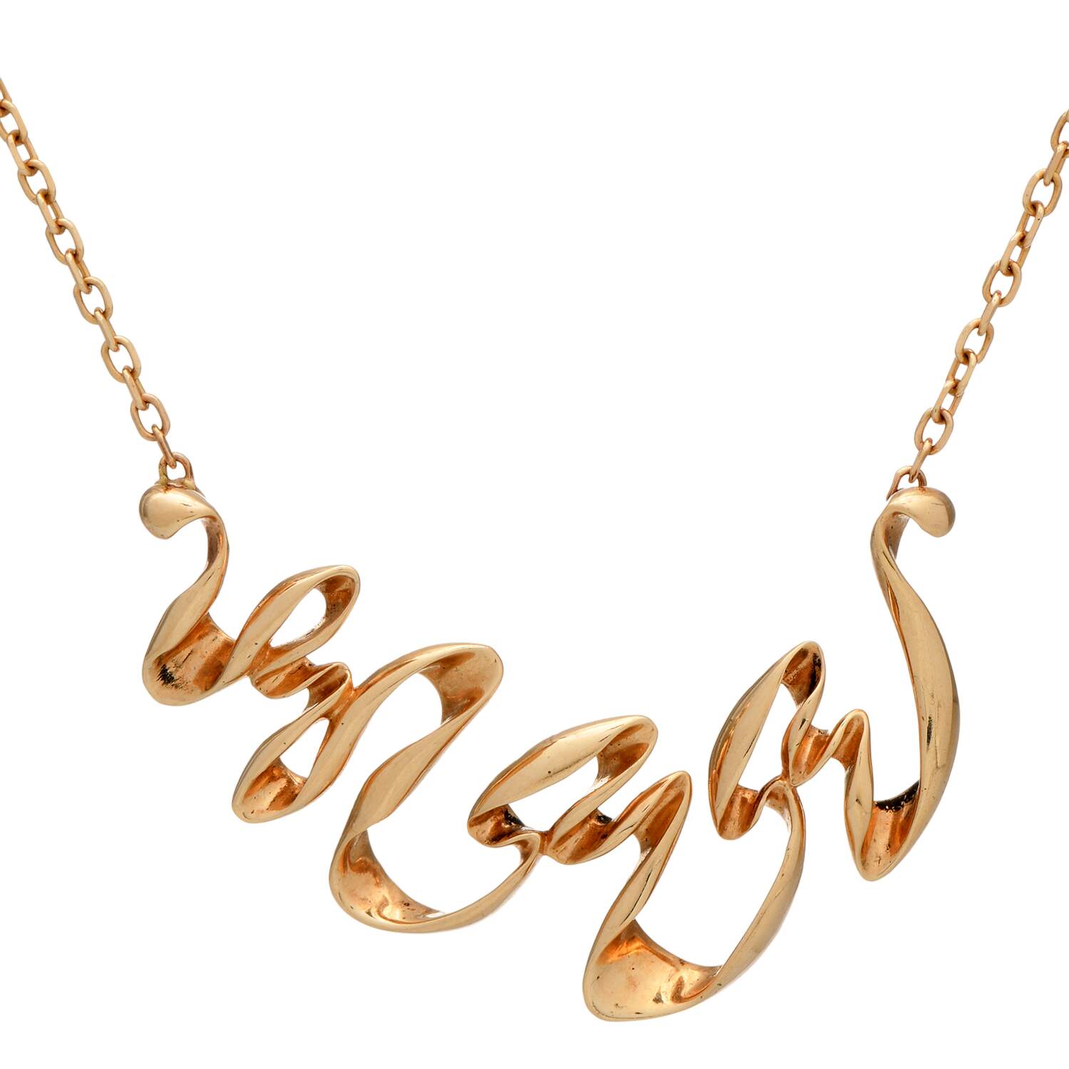 14KY Flowing Ribbon Cable Chain Necklace-1