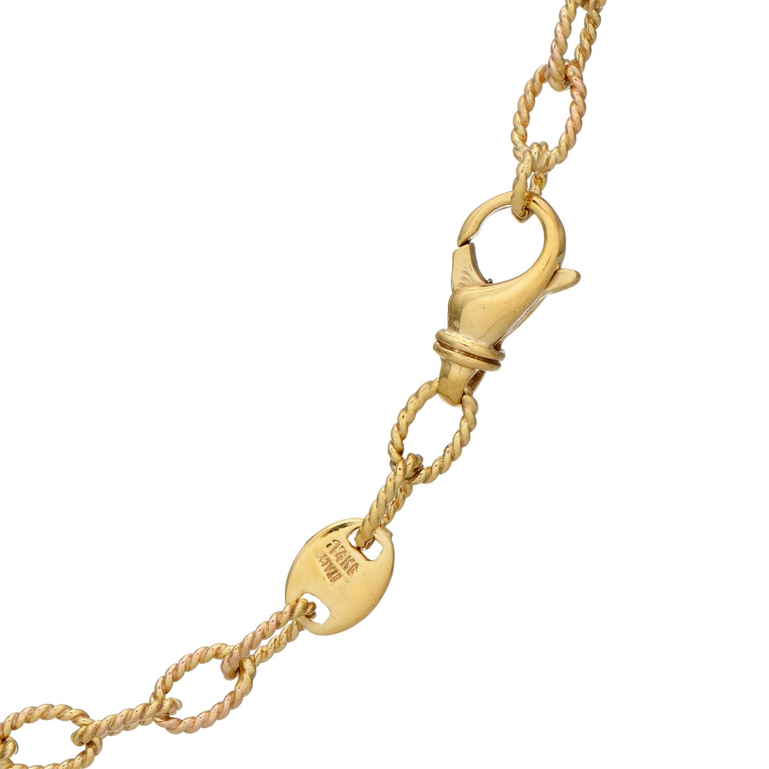 14KY Textured Fancy Link & Pearl(5.6 mm) Station Necklace-2