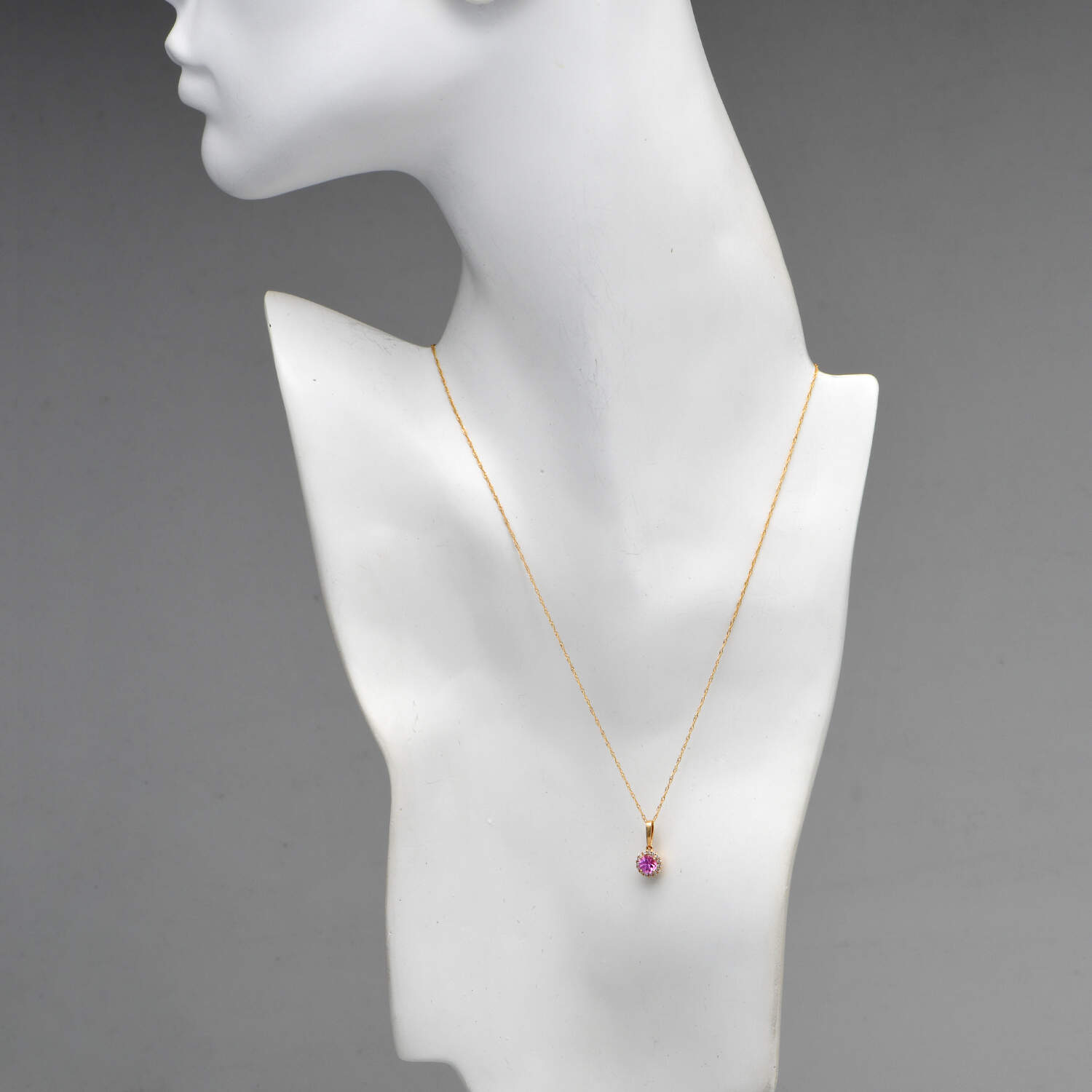 14KY Petite Pink Sapphire(0.65) & Diamond(0.07) Necklace-4